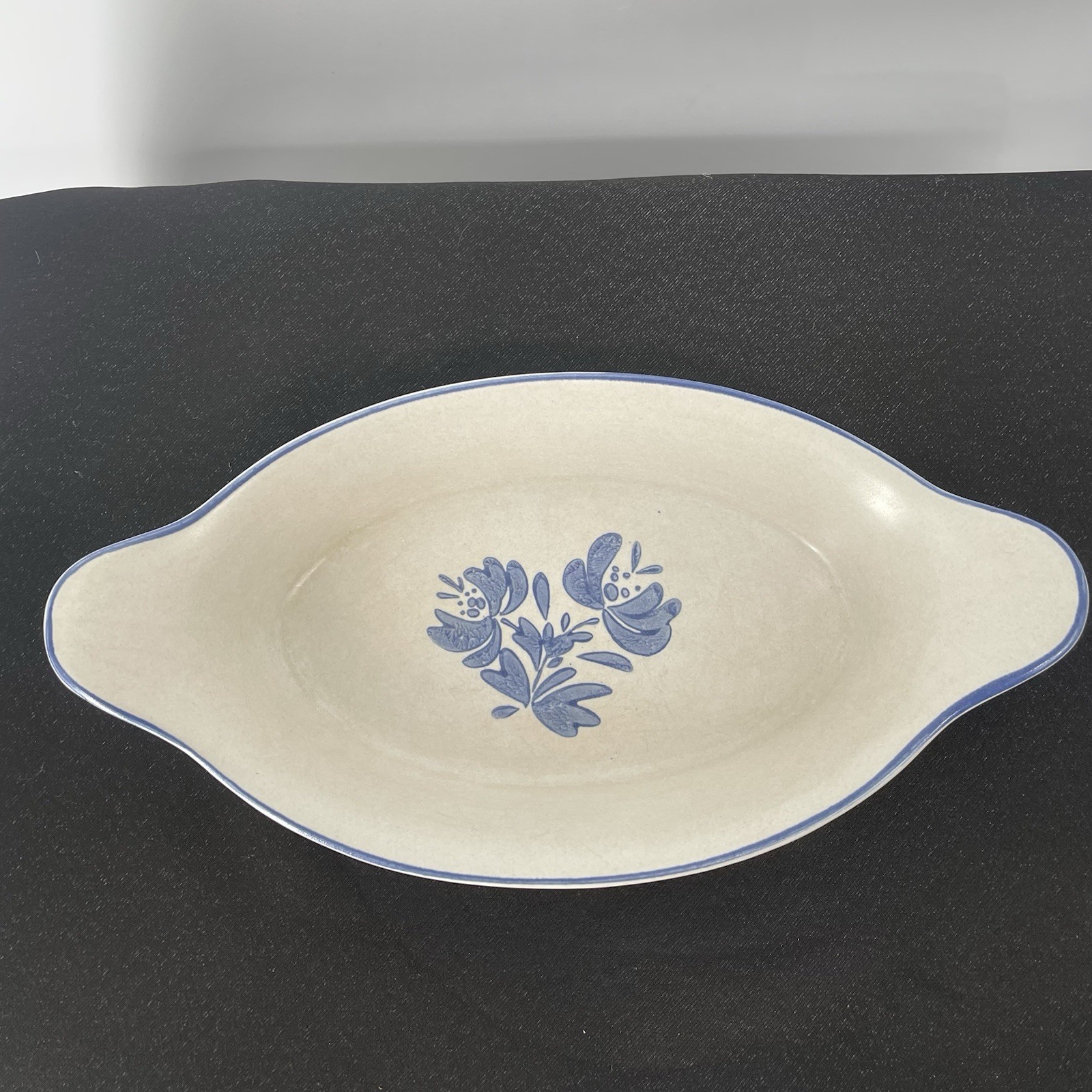 Vintage 70s Pfaltzgraff Yorktowne Au Gratin Baking Dish #260 Blue White