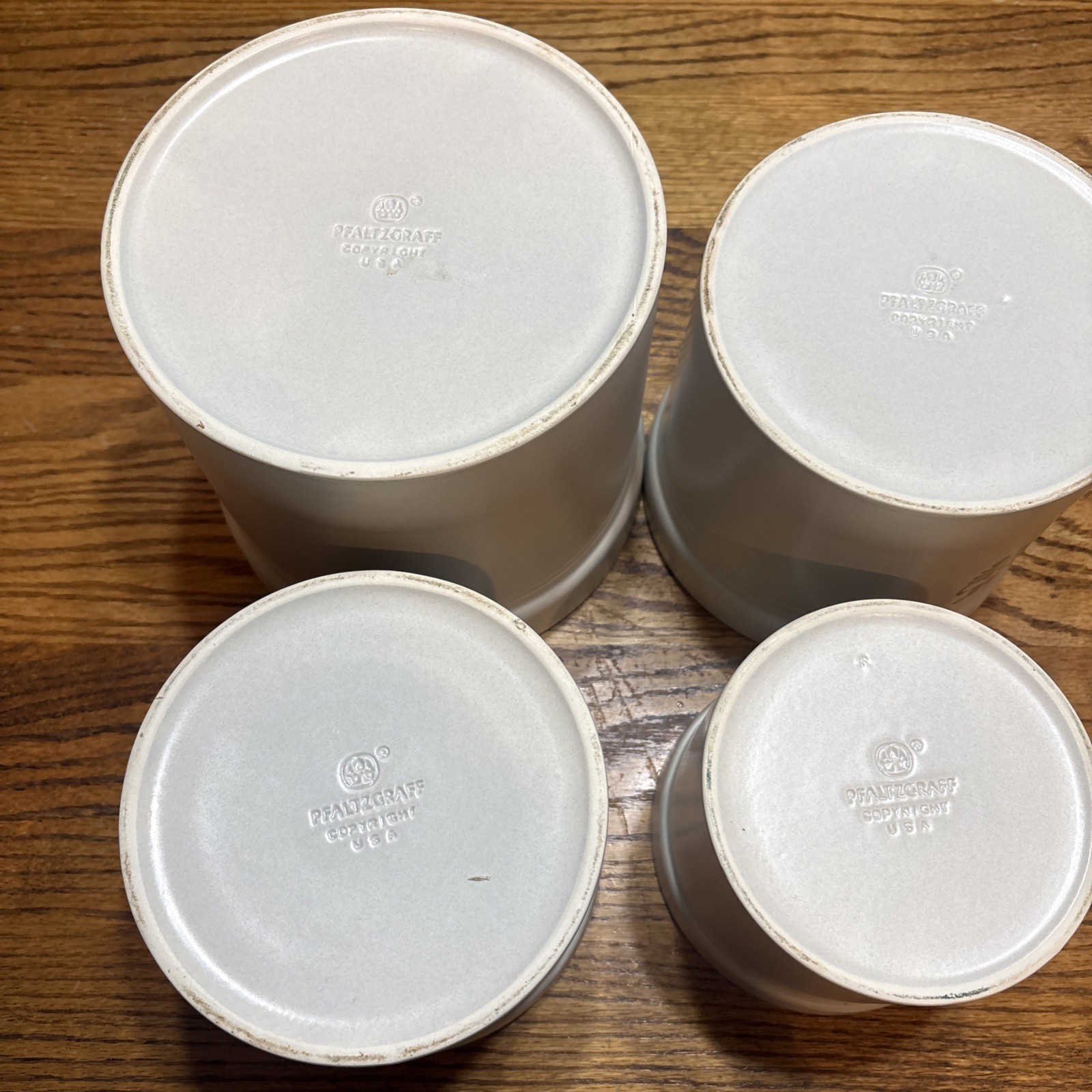 Set of 4 Vintage Pfaltzgraff Yorktowne Flour, Sugar, Coffee, Tea Canisters CC
