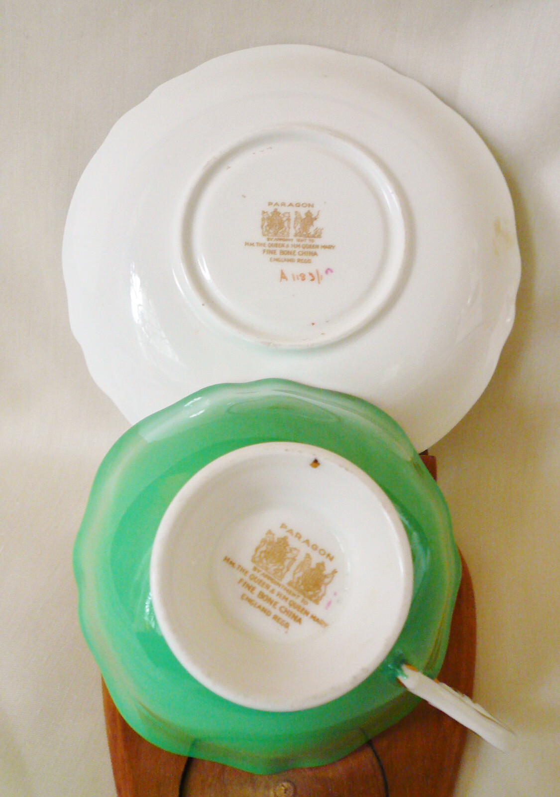 Paragon England Double Warrant Teacup MIXED FLORAL Green White Tea Cup Saucer