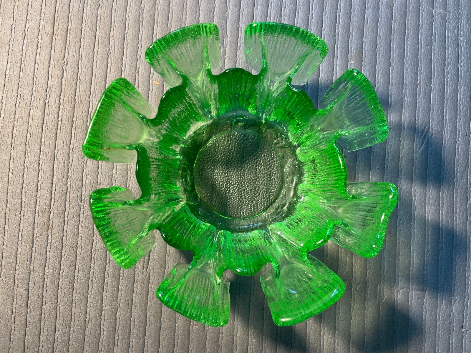 Viking Green Ice Glass Scandinavian Art Glass Bowl