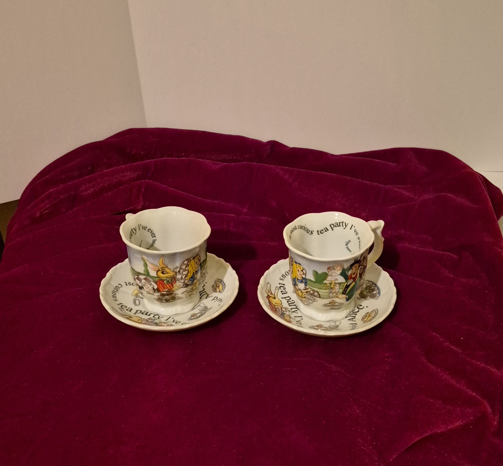 Paul Cardew Alice in Wonderland 150th Anniversary Edition tea cups & Saucers
