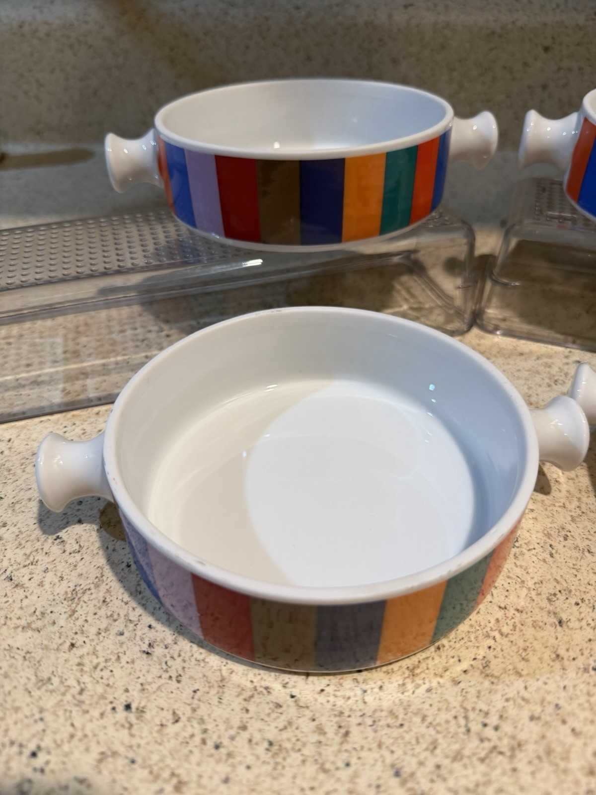 4 Vintage SAN REMO Colorblock Stripe Tapas Party Dishes by IMPERIAL Japan Spade