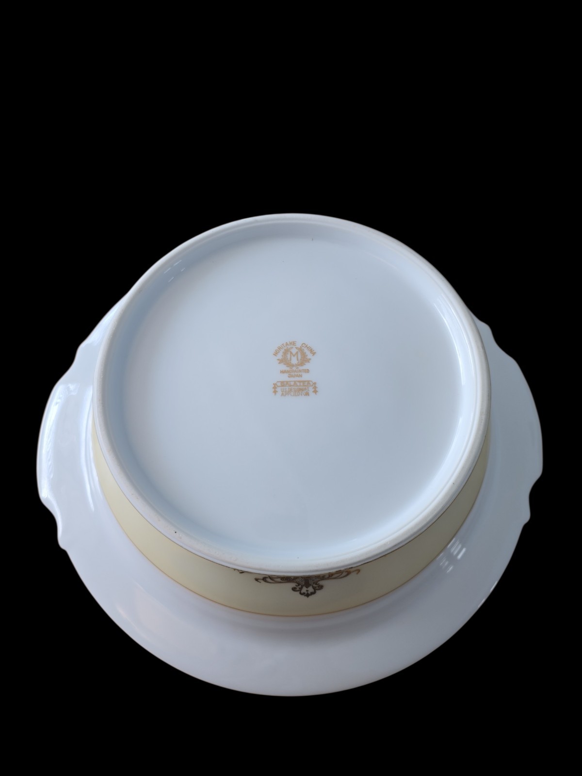 Noritake Gold Trim Handpainted Galatea Covered Serving Bowl Japan 10.25″ X 5″