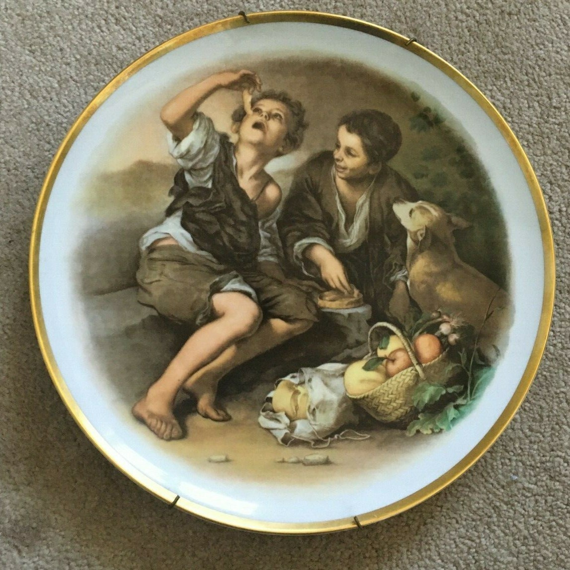 Pair of Vintage HUTSCHENREUTHER Germany Porcelain Wall Plates Children Market