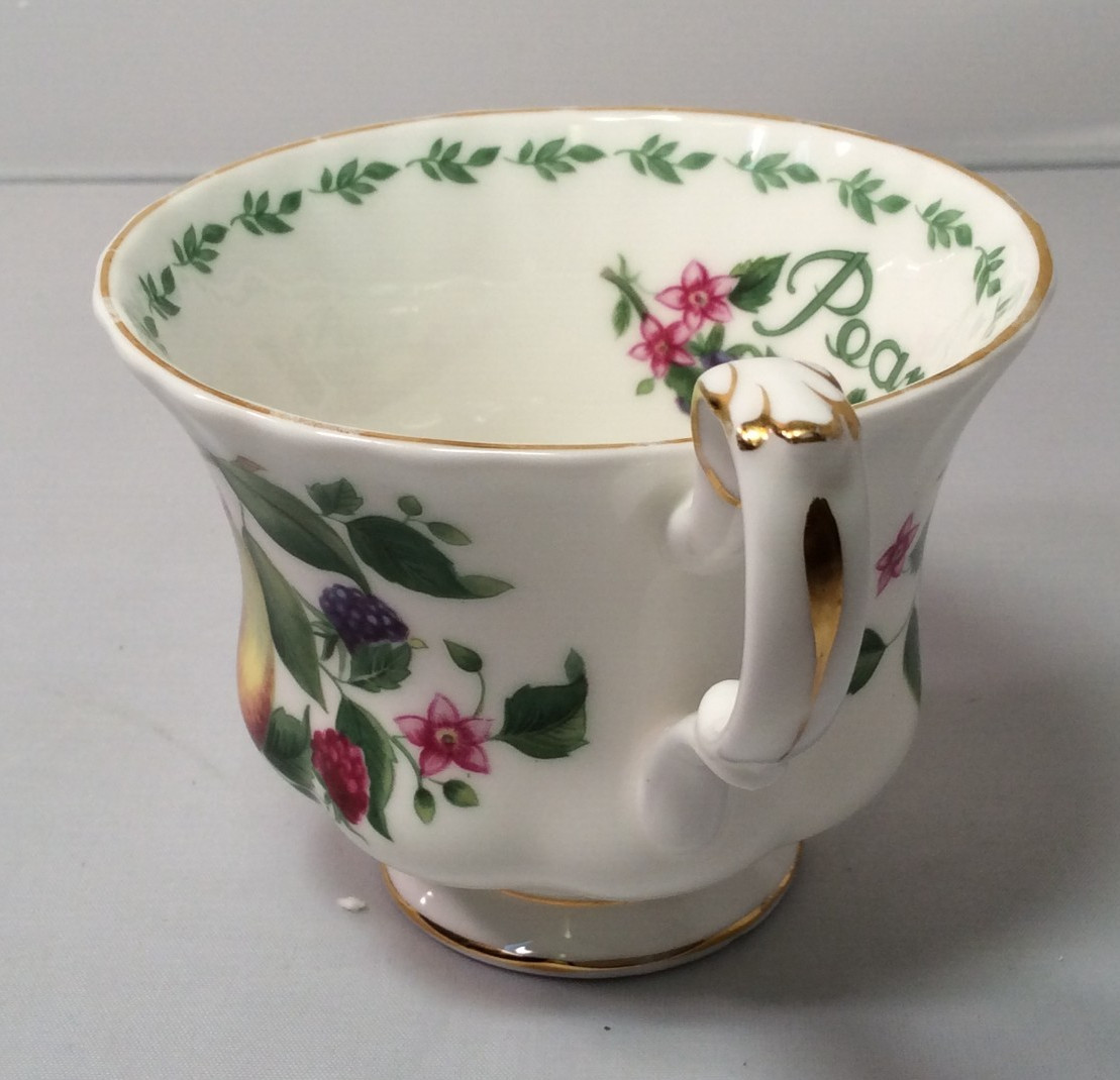 4 Fruit Royal Albert Bone China Teacups, Fruit Grapes, Peaches, Pears & Apples