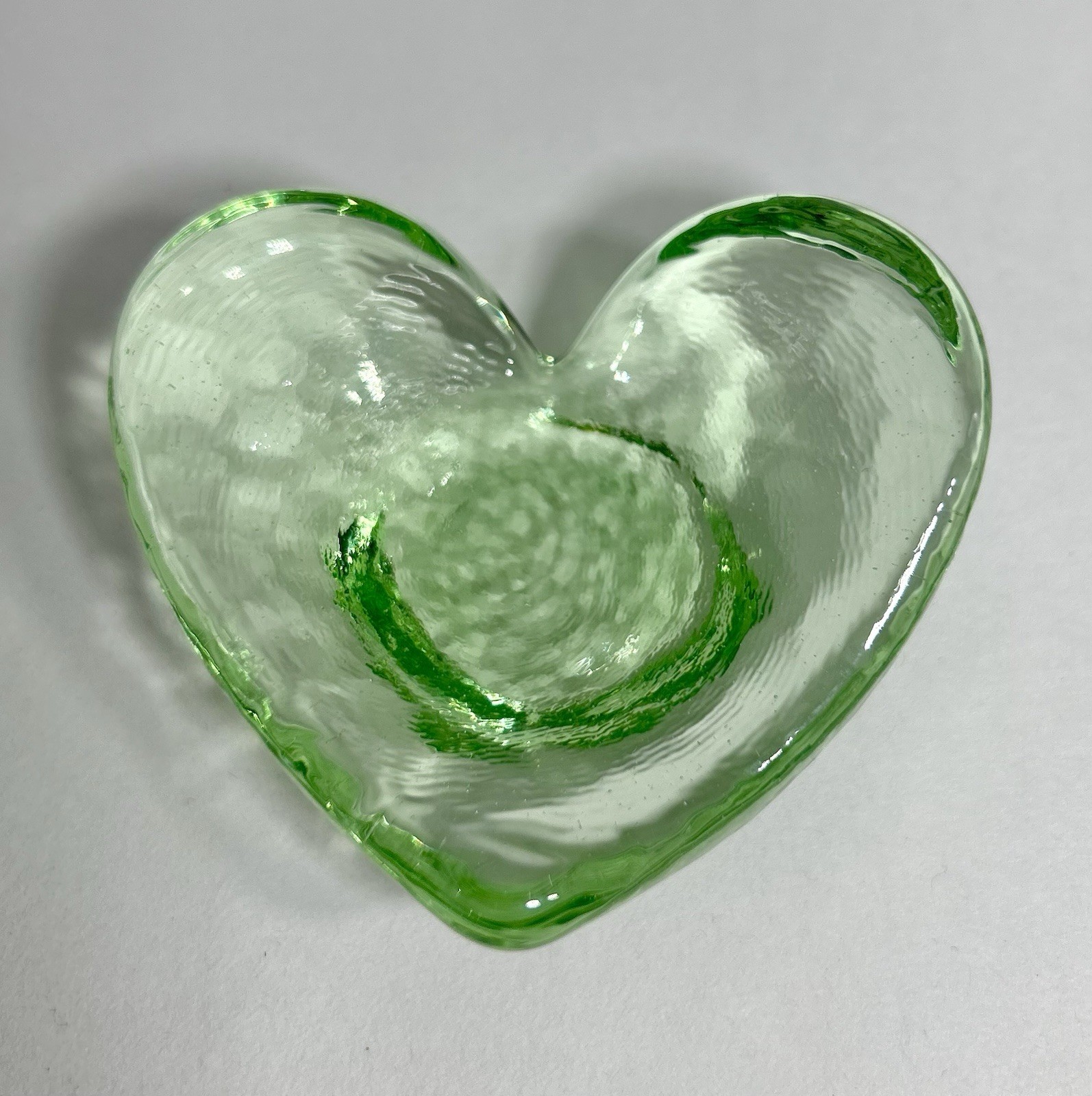 Fire & Light Recycled Glass Celery Green Heart Shaped Trinket Dish