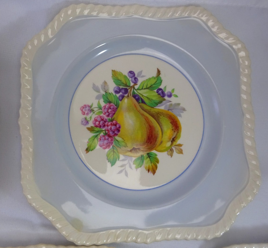 5 VINTAGE JOHNSON BROS SQUARE LUNCHEON PLATES 7.25″ CALIFORNIA COLORS PASTEL DM