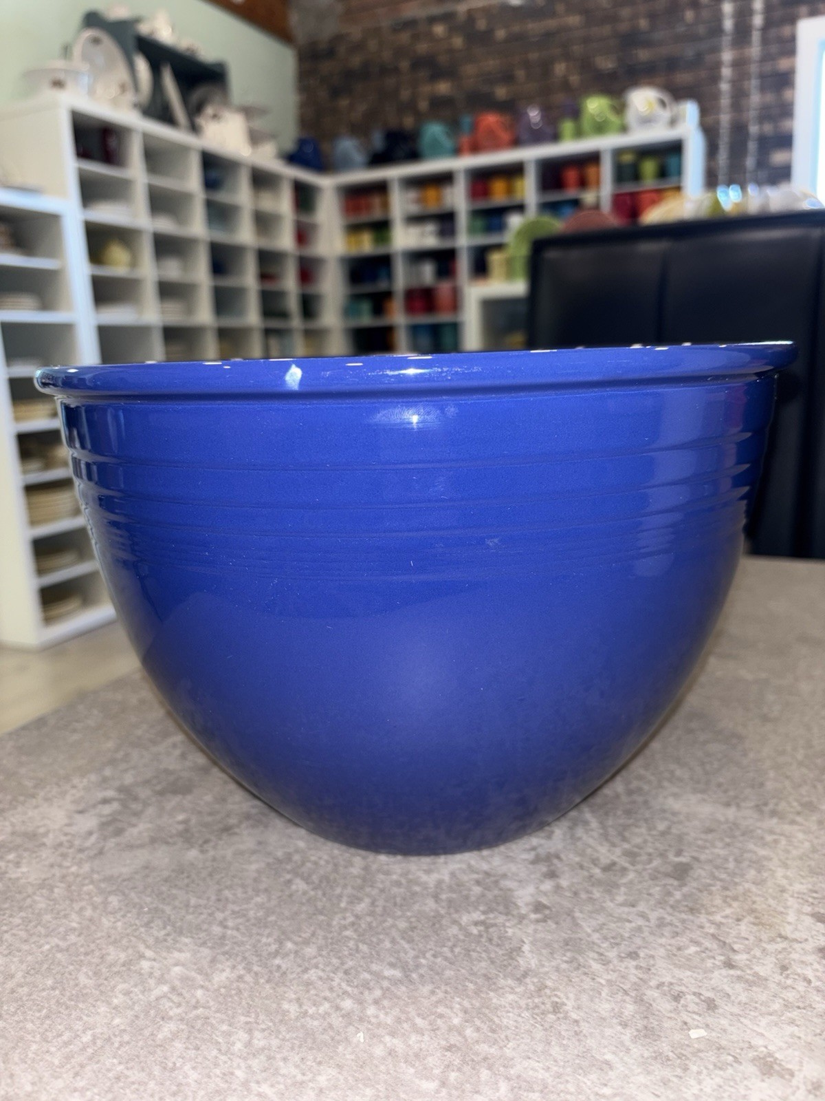 Vintage Fiesta #7 Mixing Bowl Cobalt Blue With Glaze Stamp – No Inside Rings