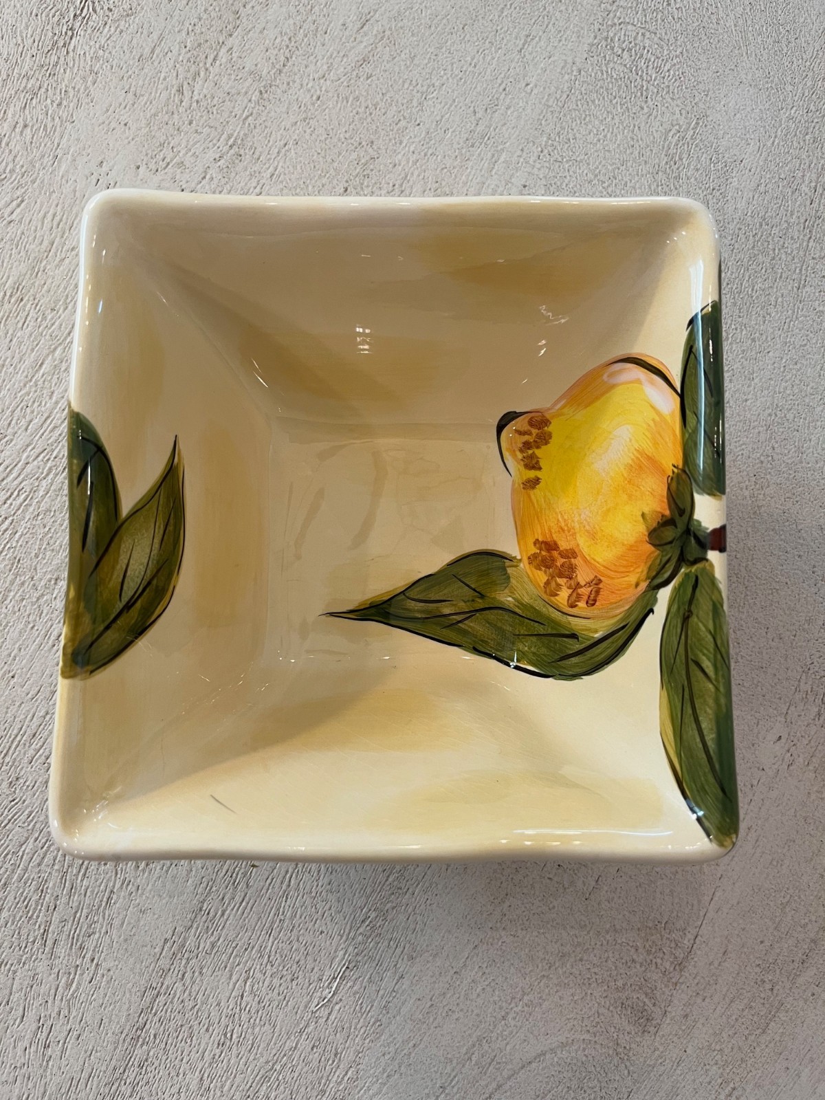 5 PIER 1 Imports Lemon Orchard Square Bowls Hand Painted Ceramic Earthenware