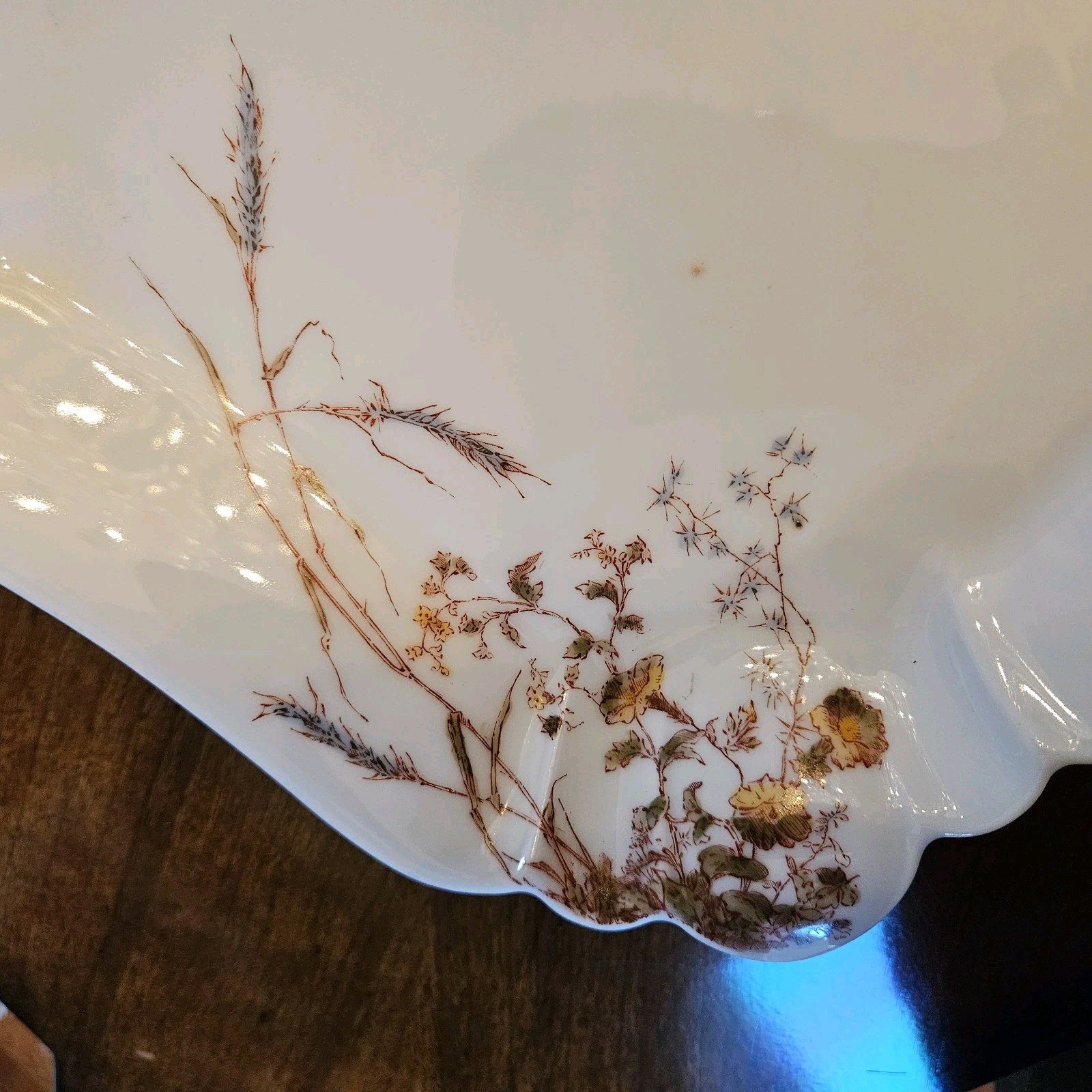 14″ Haviland Limoges Blue Green Yellow Rose Rust Gold Platter Tray Schleiger 266