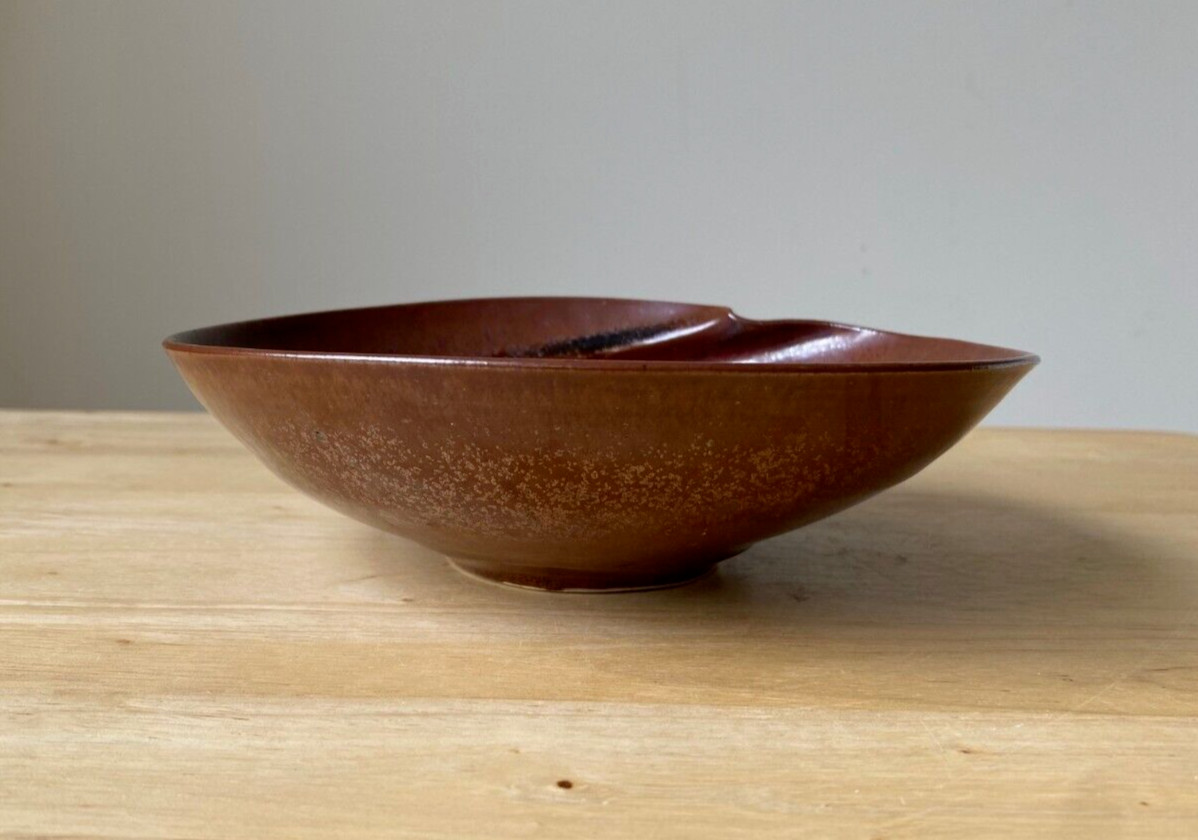 BROCK 7.25″ Asymmetrical Tenmoku Glaze Art Pottery Bowl – VGUC
