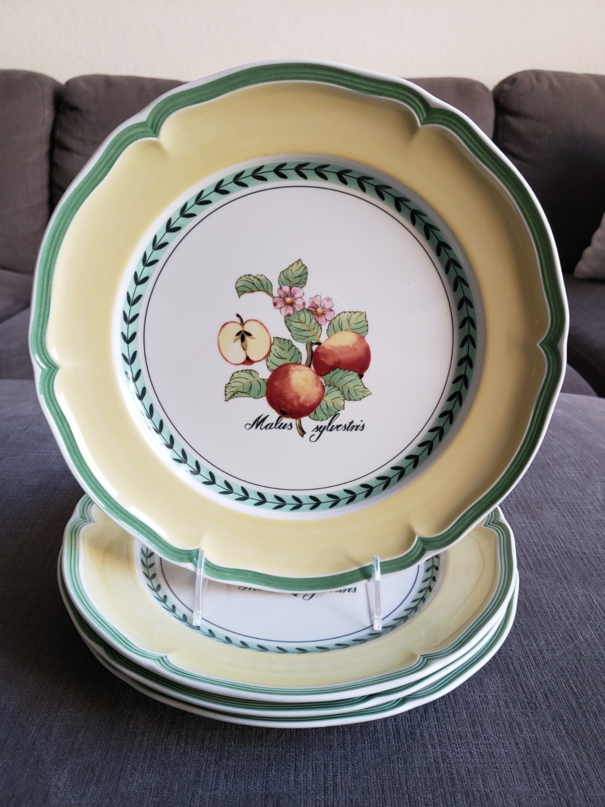 Set Of 4 Villeroy & Boch FRENCH GARDEN Valence Orange Dinner 10 3/8″ EXCELLENT!