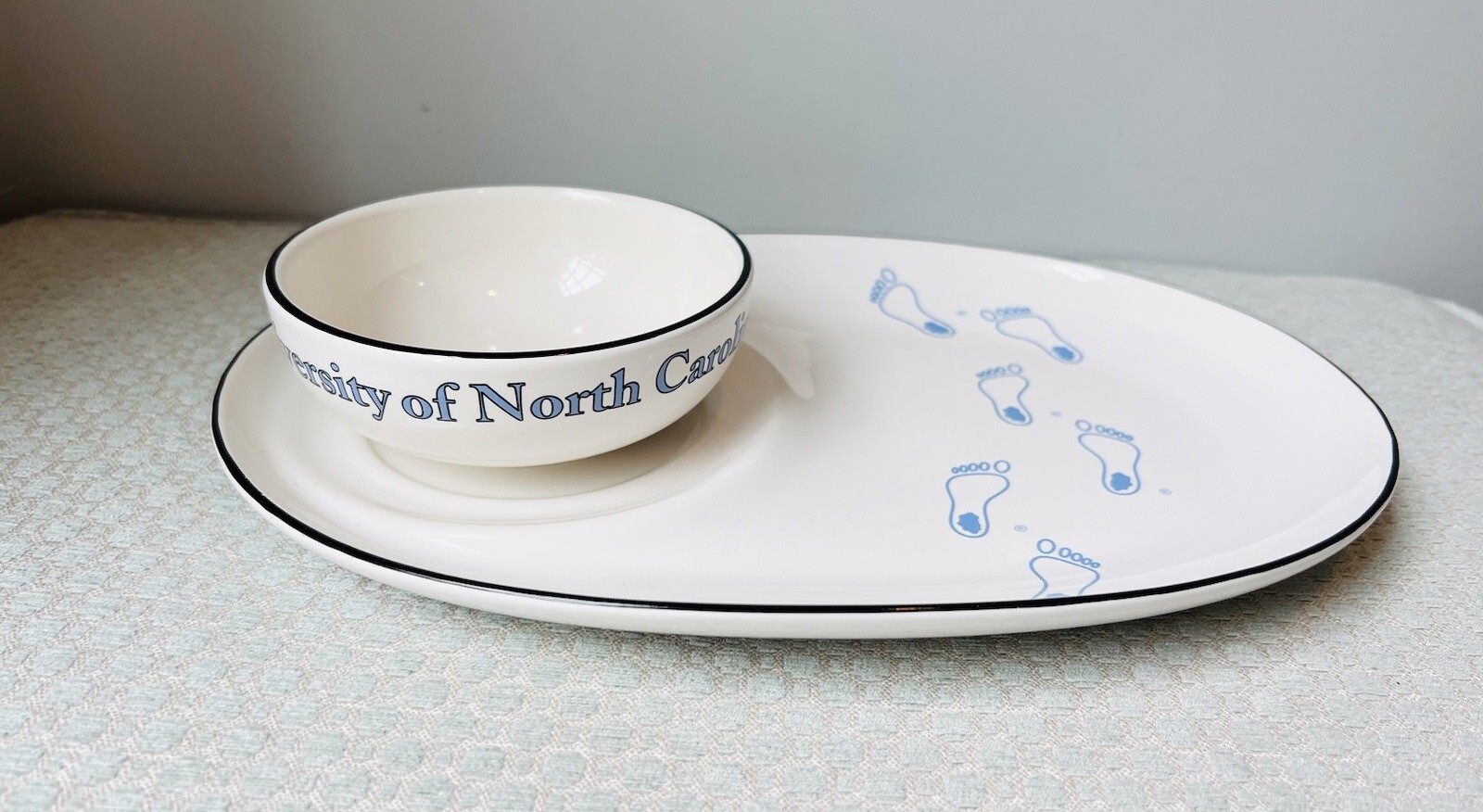 Pfaltzgraff UNC Tar Heels Soup & Sandwich Snack Tray Set 039 North Carolina USA