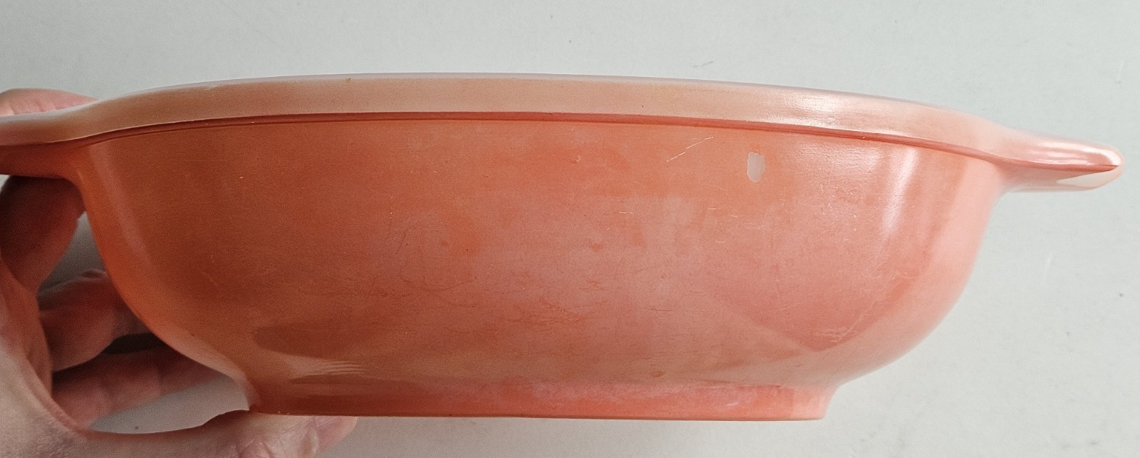 Vintage Glasbake Milk Glass J-2274 1 Qt. Salmon Pink Casserole Dish