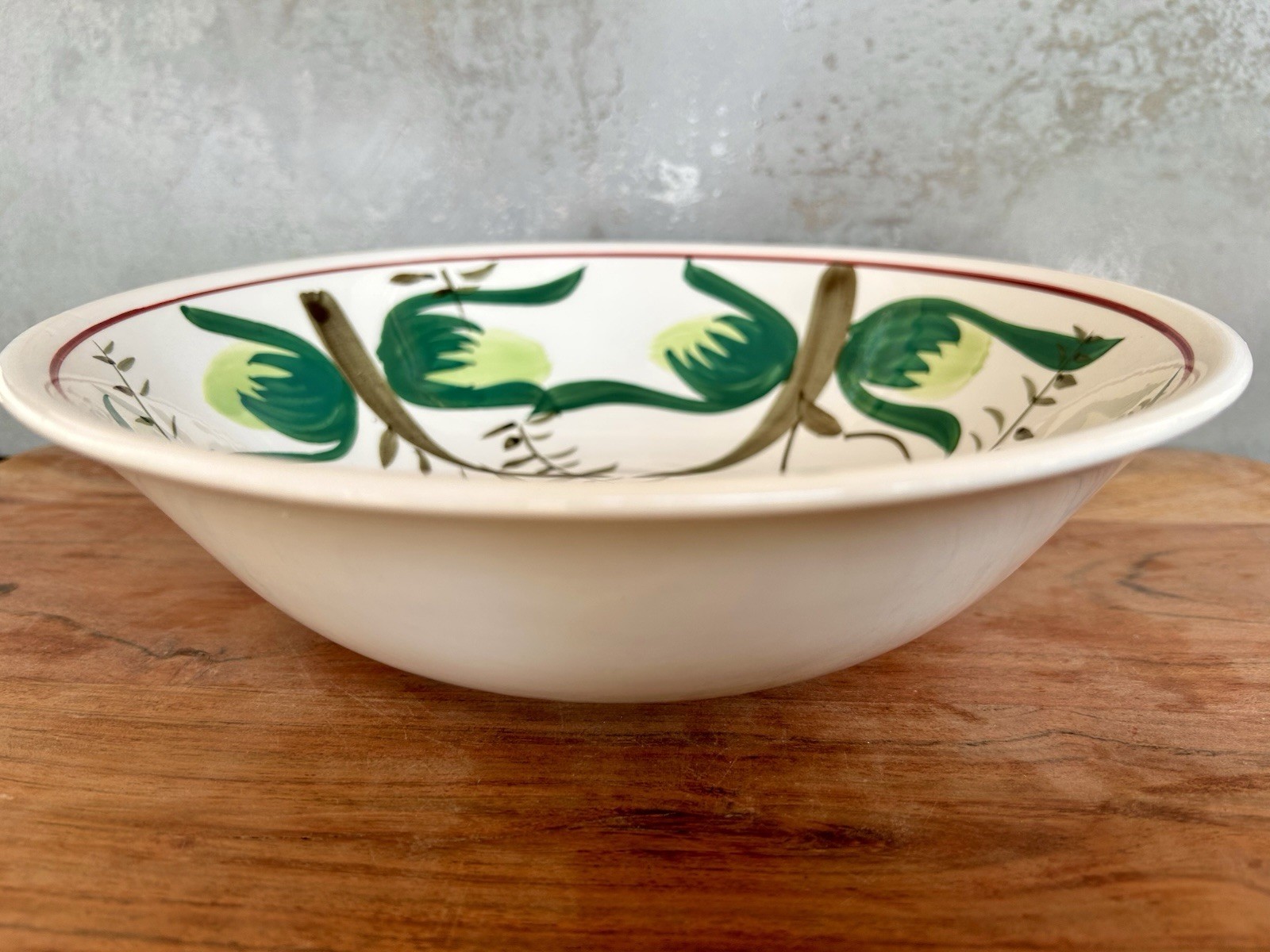 Ironstone Hand Painted Fruit Floral Ironstone Bowl, Round, 10in, Glossy