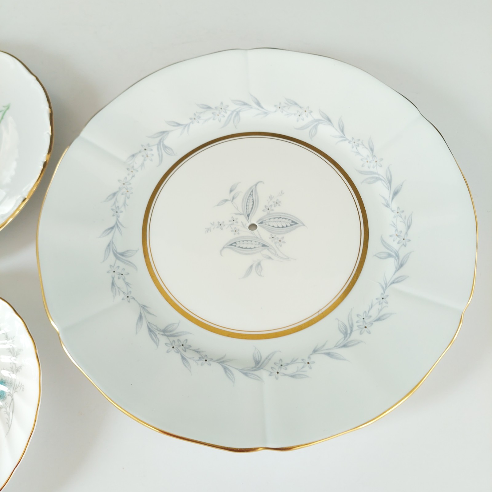 Vintage 3 Tier Cake Stand Bone China Porcelain Bluebird Floral Afternoon Tea