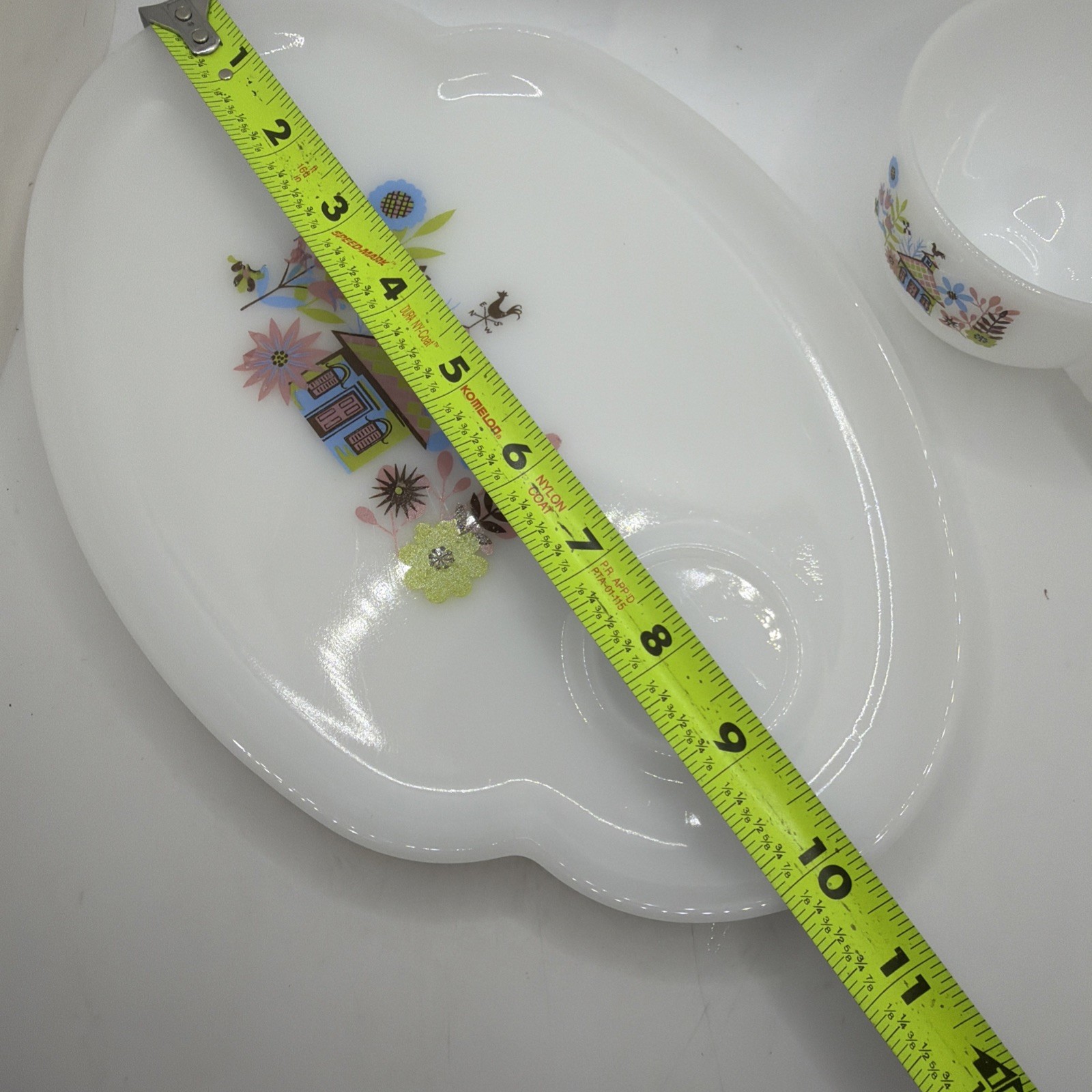 1950’s Federal Glass Company Milk Glass Chalet Snack Set Plate & Cup Vintage