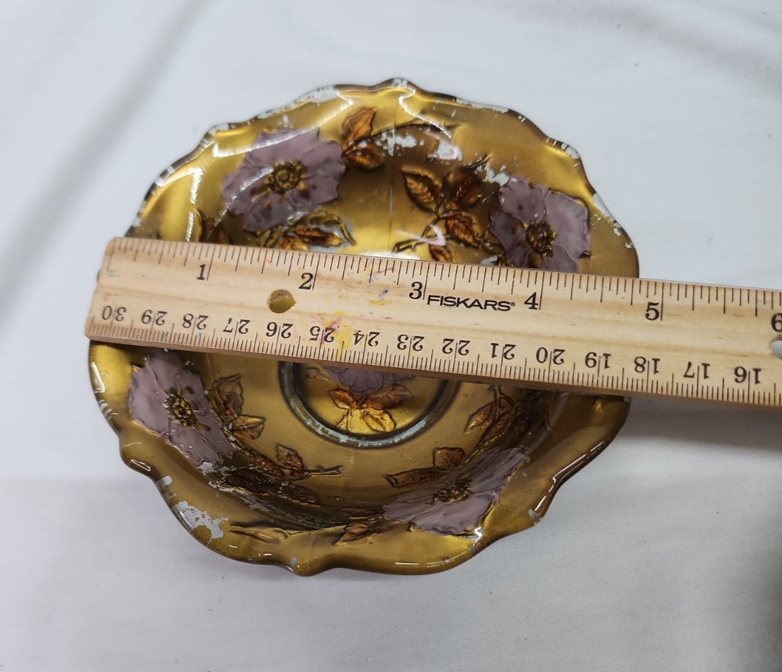 Vintage Northwood Carnival Glass Peacock And Goofus Glass Bowls