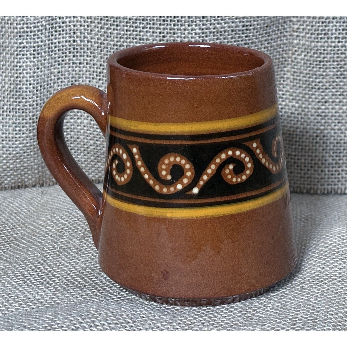 Handmade Brown Abstract Pottery Coffee Mug Cup Asymmetrical Rim Southwestern