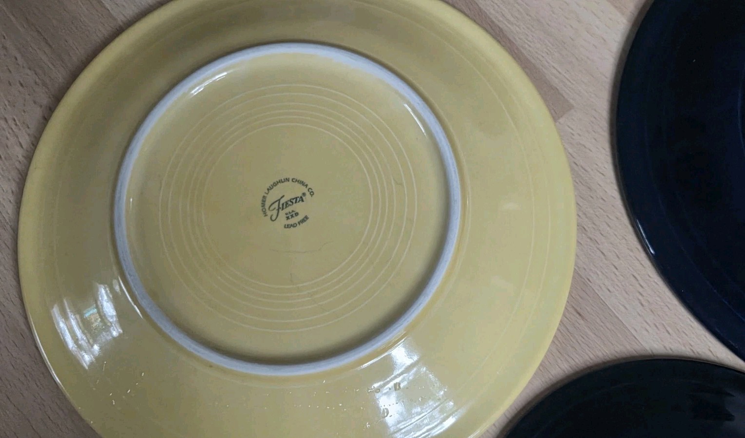 Fiesta Fiestaware 5 Ceramic Dinner Plates, Bowls & Saucer Yellow & Cobalt Blue