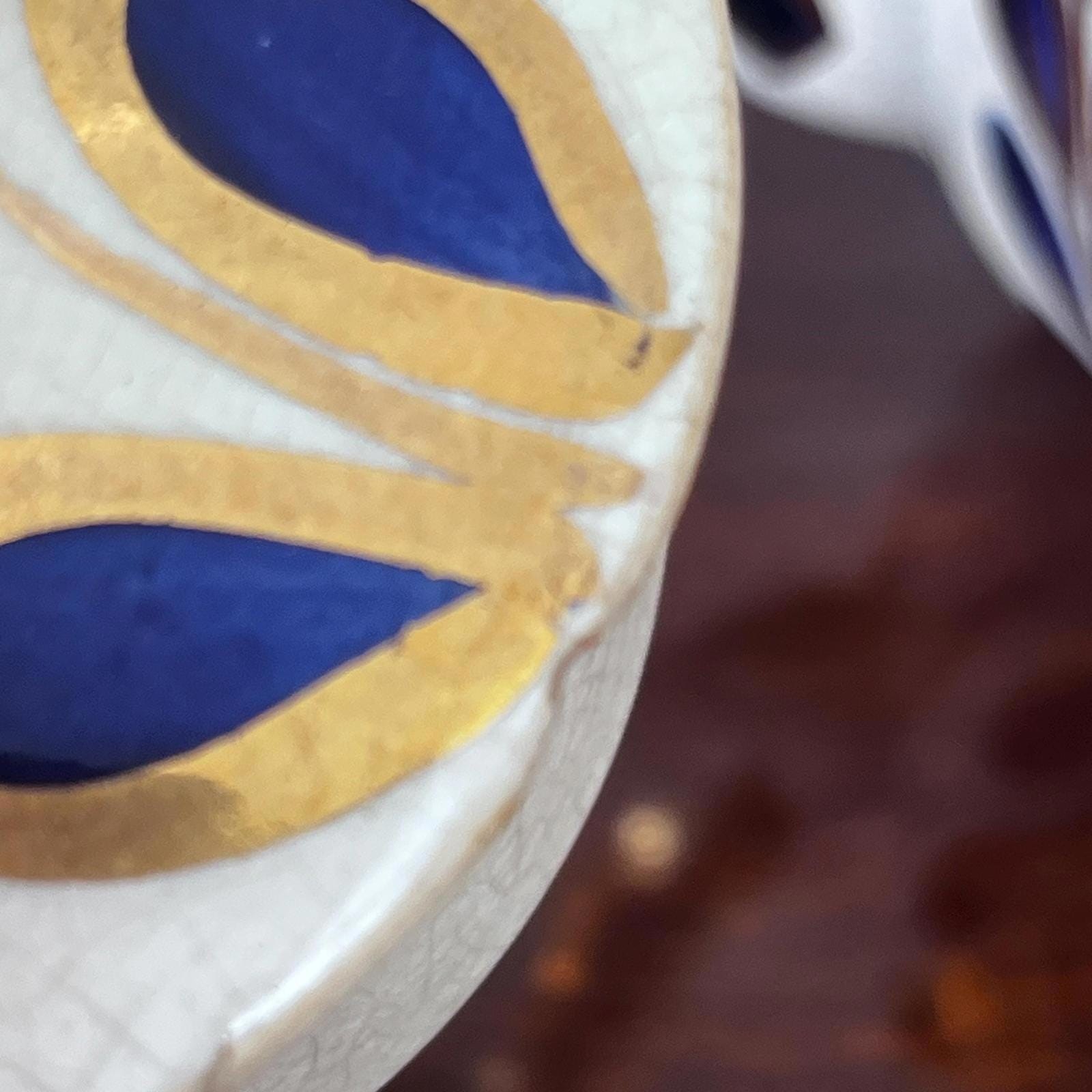 Sudlows Burlesom Gaudy Welsh Tea Pot Cobalt Blue, rust and gold pattern