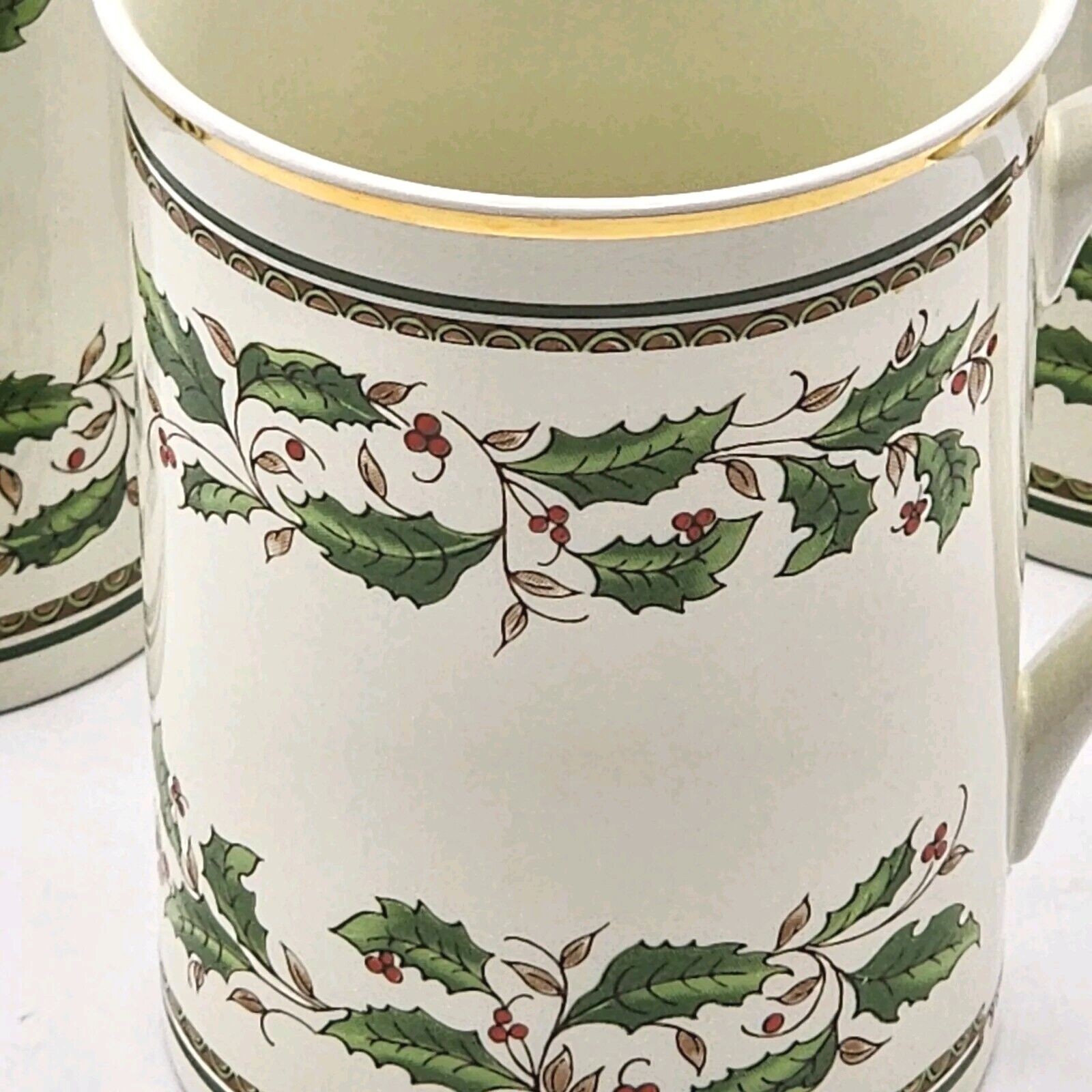 Set of 3 Konitz Germany Holly Holiday Home For The Holidays Porcelain Mugs 1994