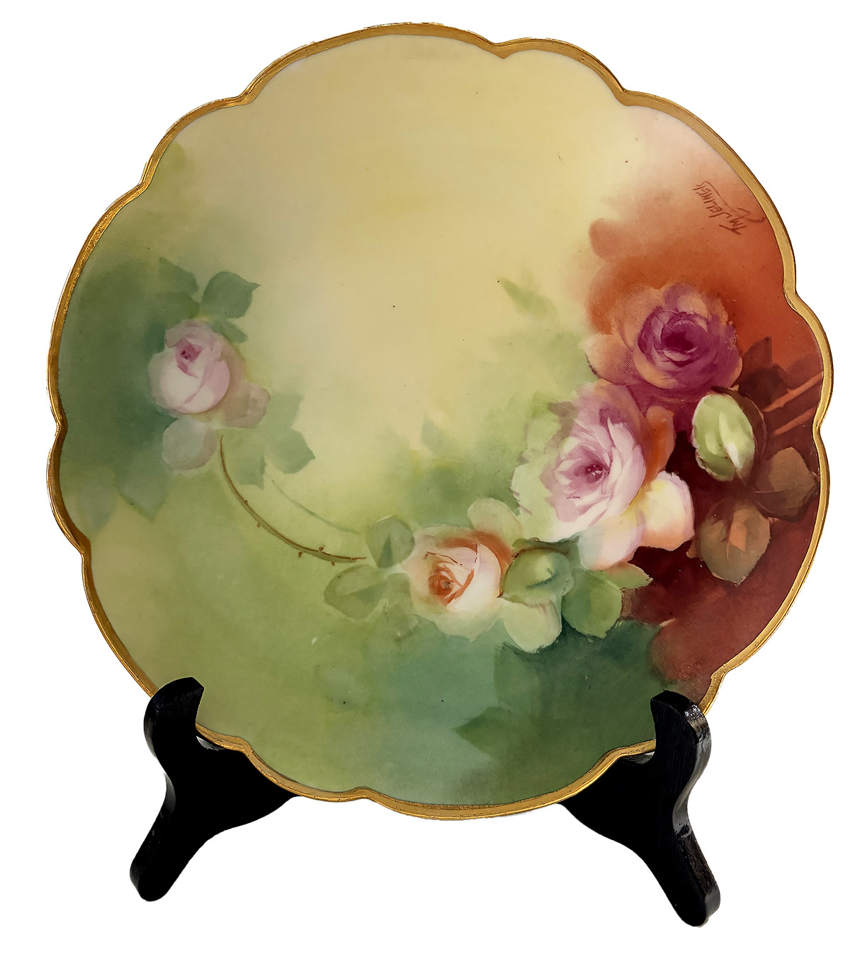 Pickard Hand Painted China Plate – Roses signed Jelinek