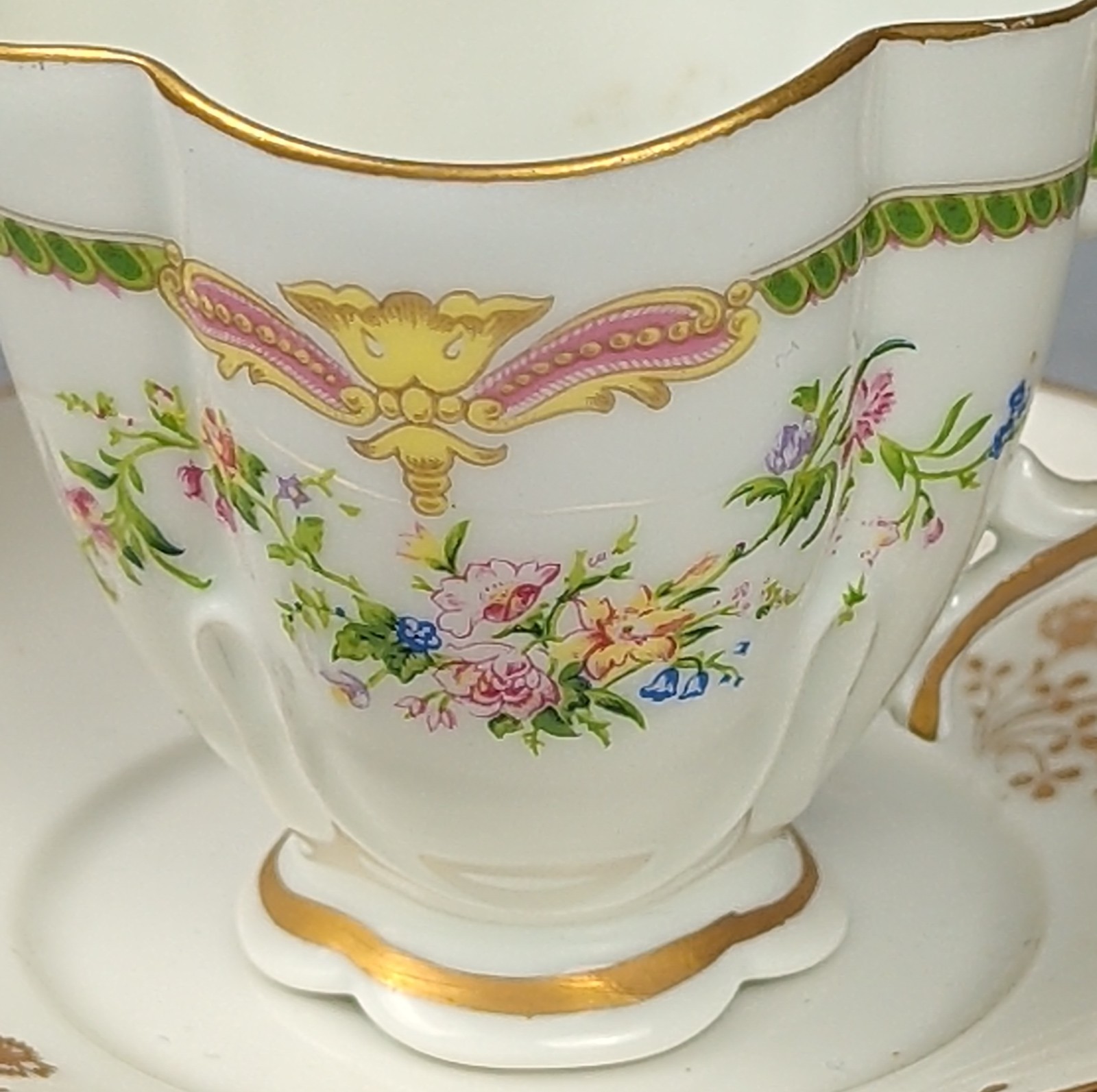 Blakeman & Henderson Limoges France Demitasse Cup Saucer Floral Gilt c1900