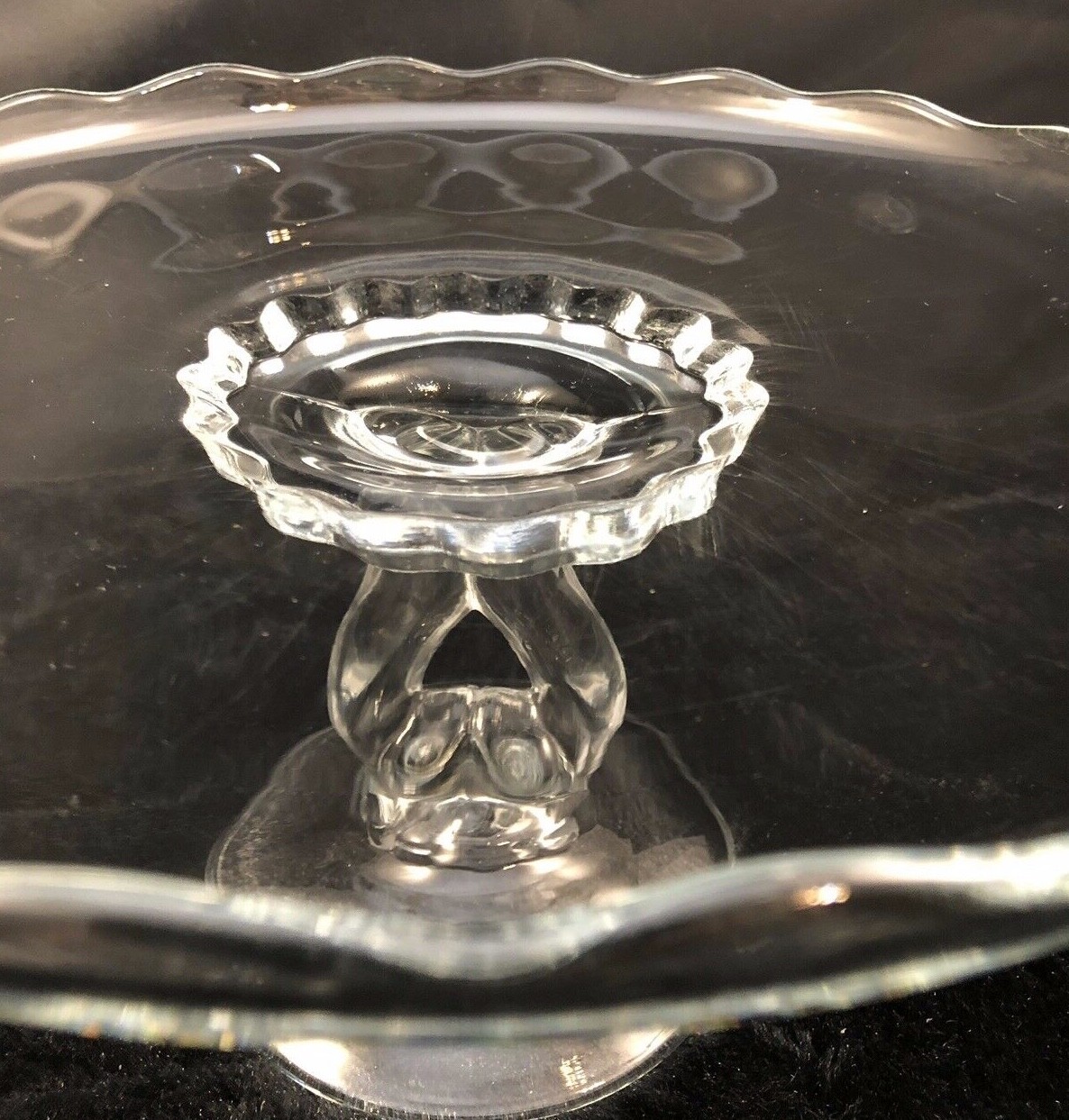 Viking Martinsville Princess Clear Heart Stem Pedestal Cake Plate 11″