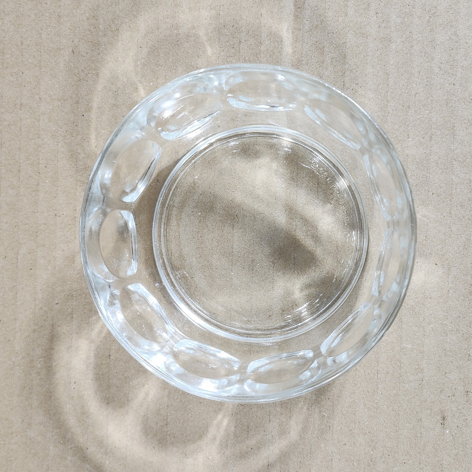Vintage Arcoroc France Dimpled Thumbprint Glass Dessert Bowl 4.25″
