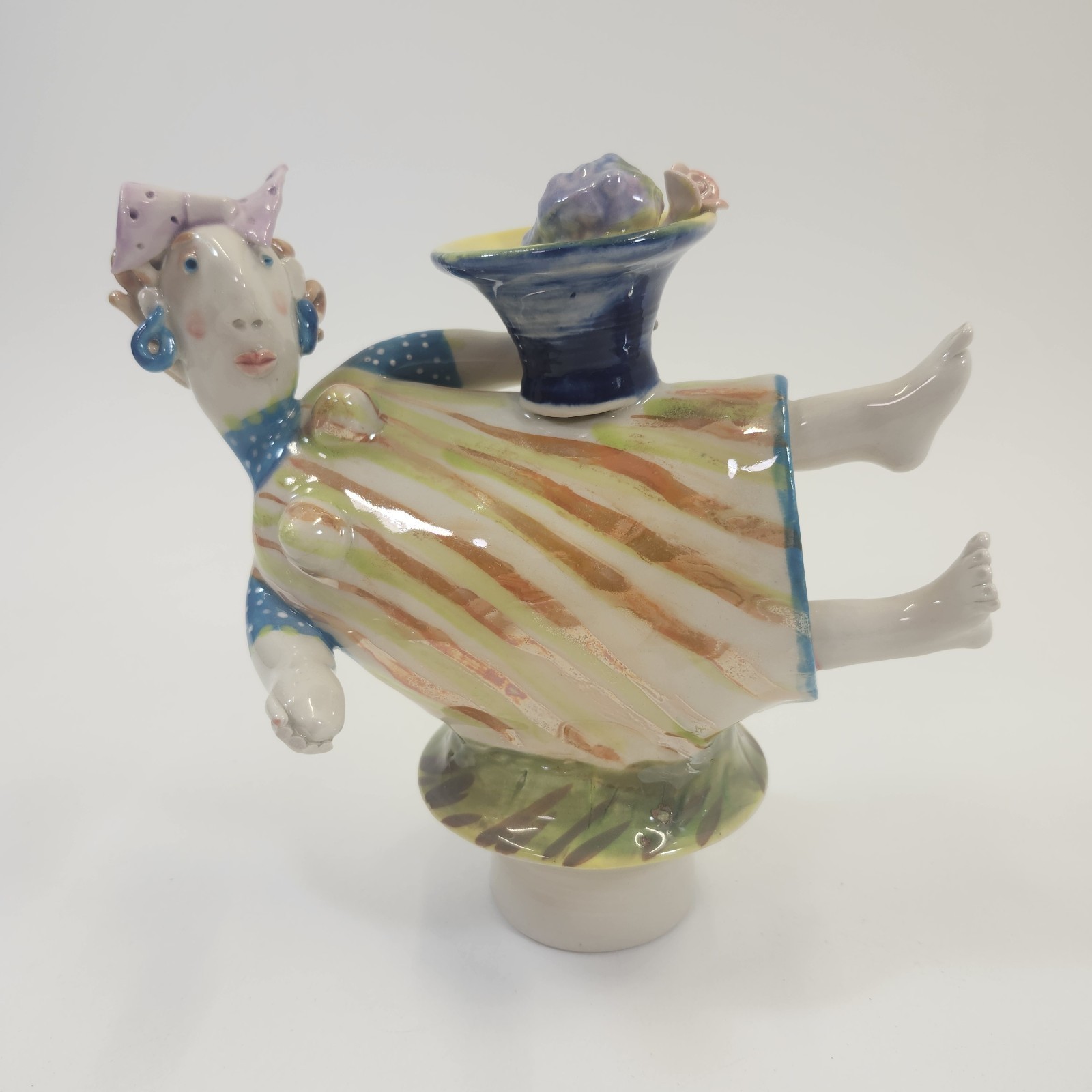 Julia Kirillova Teapot Signed 1997 Russian Studio Pottery Figural Art Whimsical