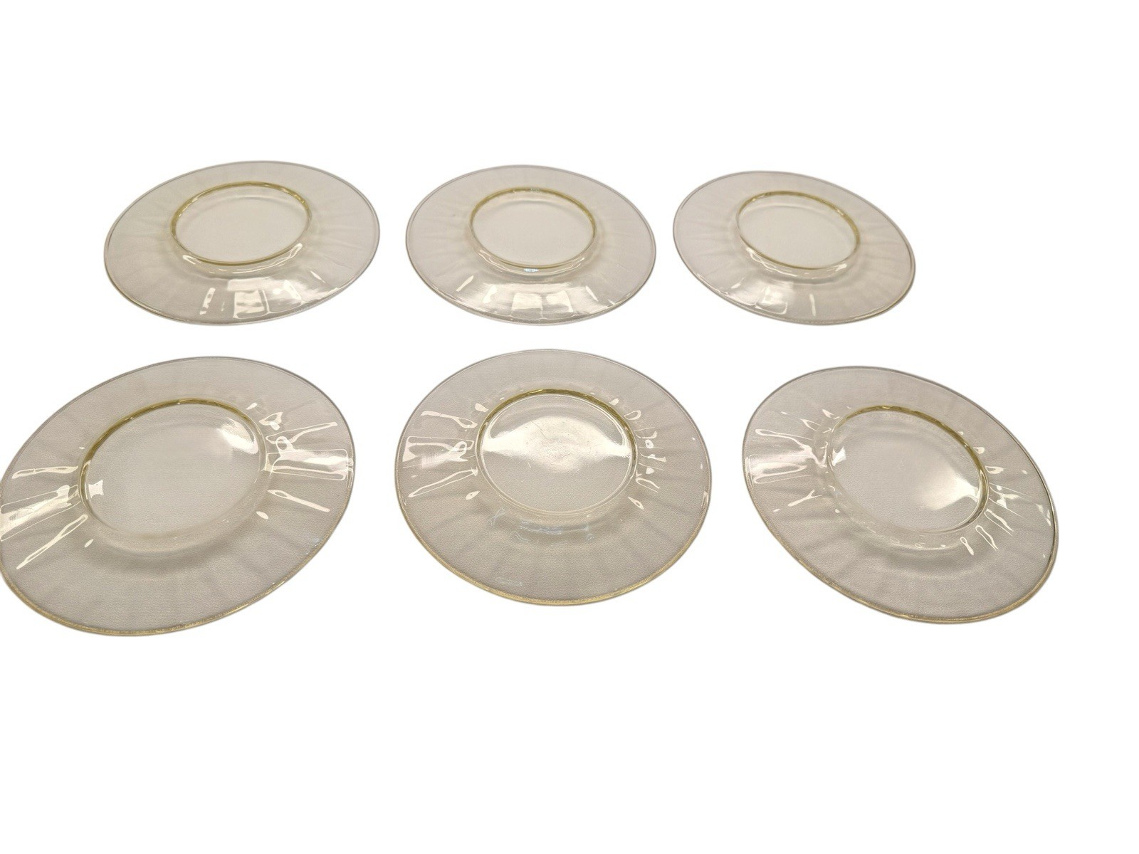 Vtg 1930s Fostoria Fairfax Topaz Yellow Glass Luncheon Plate Set of 6 8.25″ 2375