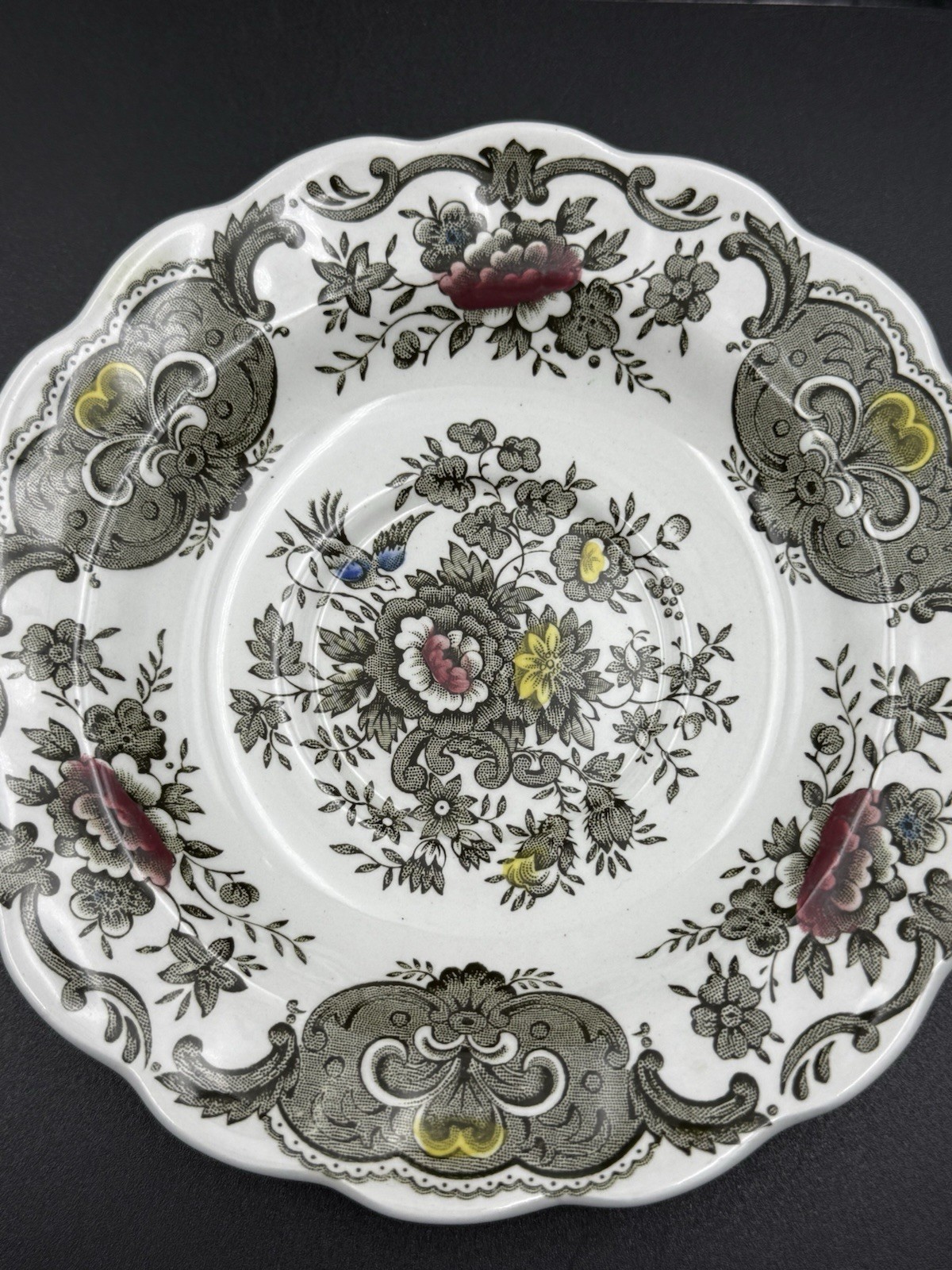 Ridgway Staffordshire Windsor England Cup & Saucer Set Floral Green Brown Red