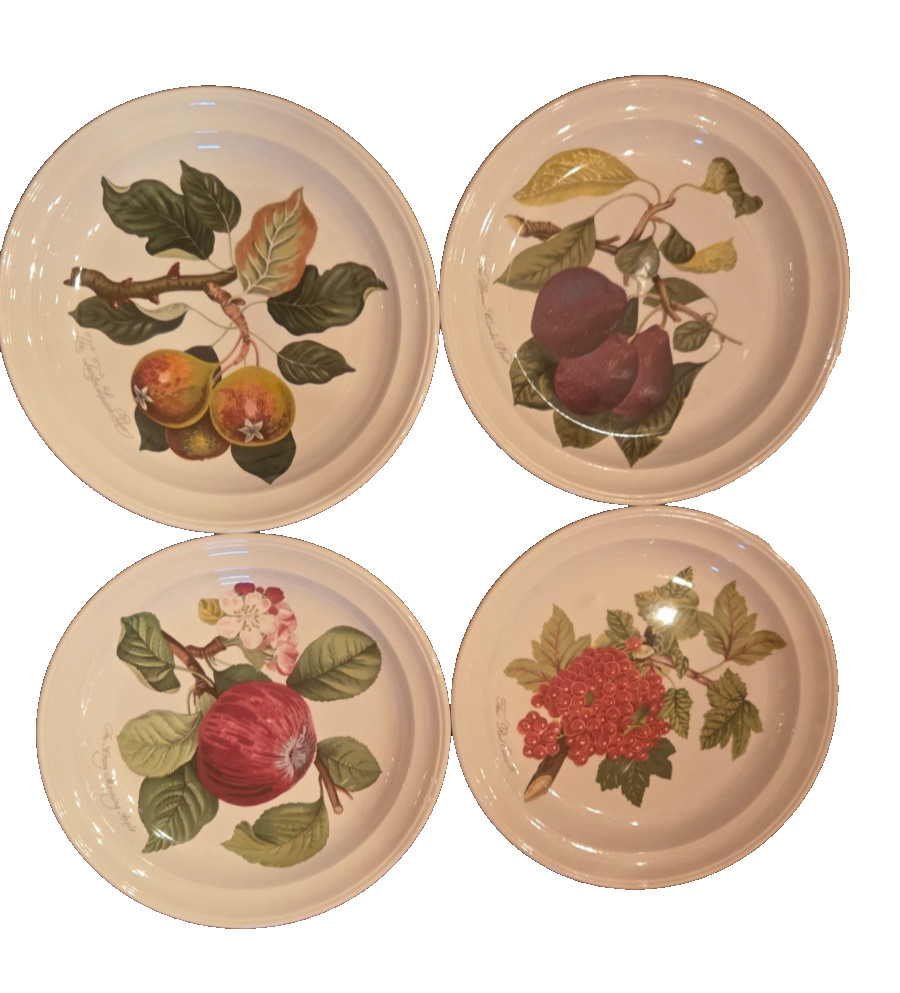 Set Of 4 Portmeirion Pomona England 8 5/8” Salad Plates Apple Plum Pear Currant