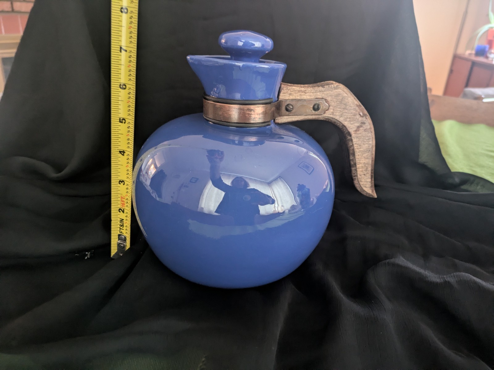 Vintage 1930s Hollydale Pottery California Cobalt Glaze Carafe Jug & Stopper
