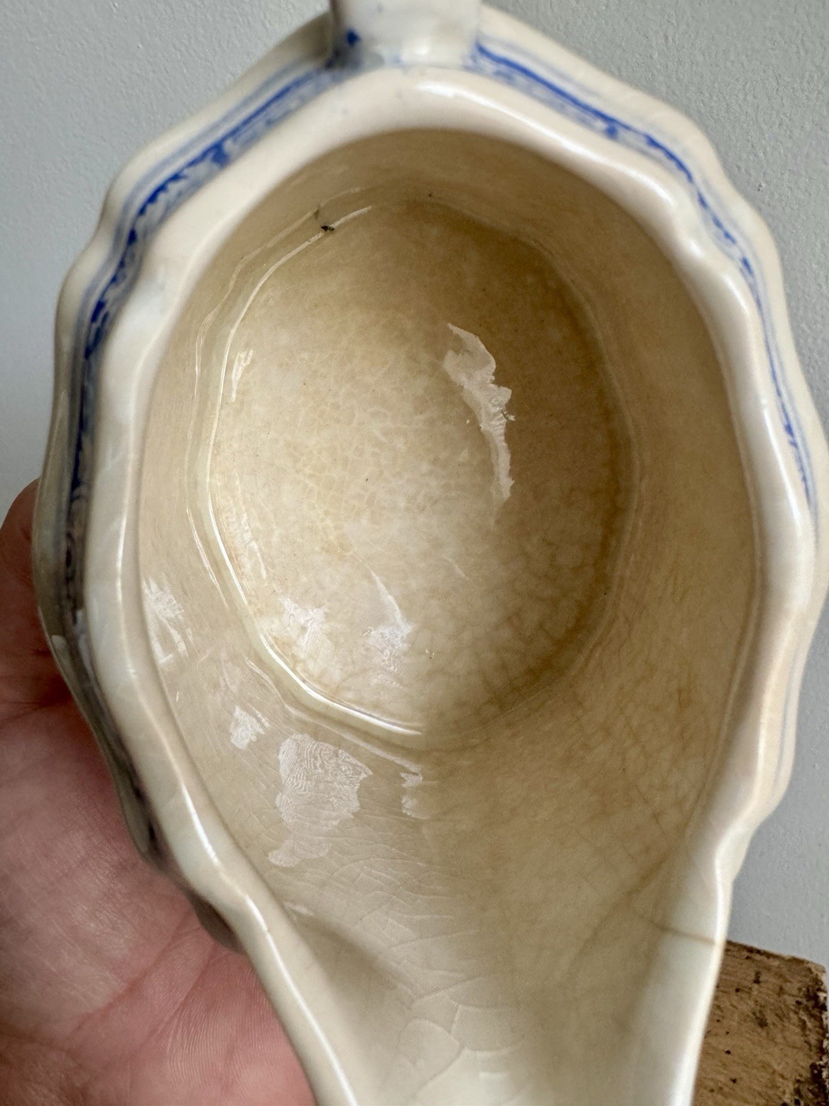TOASTY Antique Furnivals Quail Blue & White Creamer Transferware Made in England