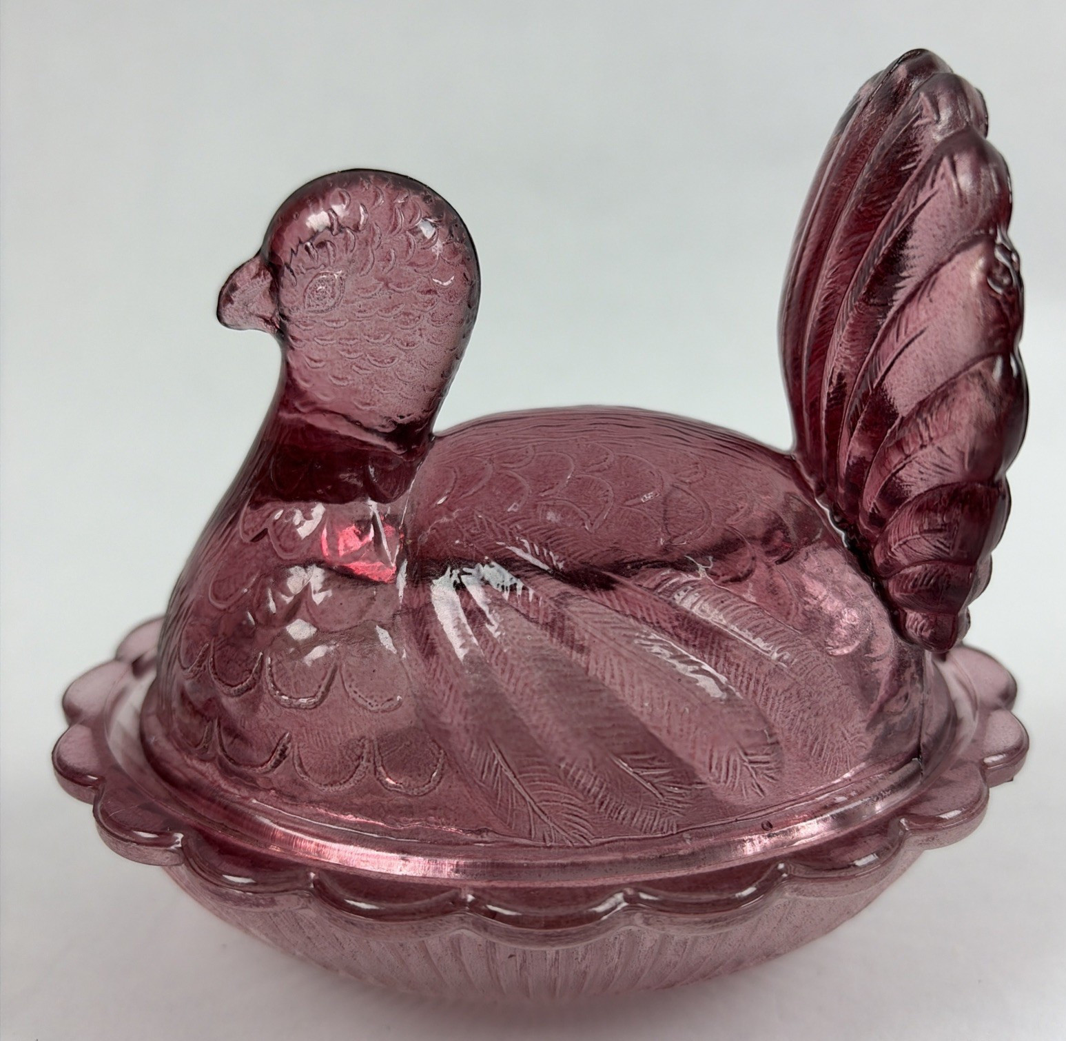 Turkey Bird On Nest Cranberry Indiana Glass Small Candy Dish – 4½” Tall