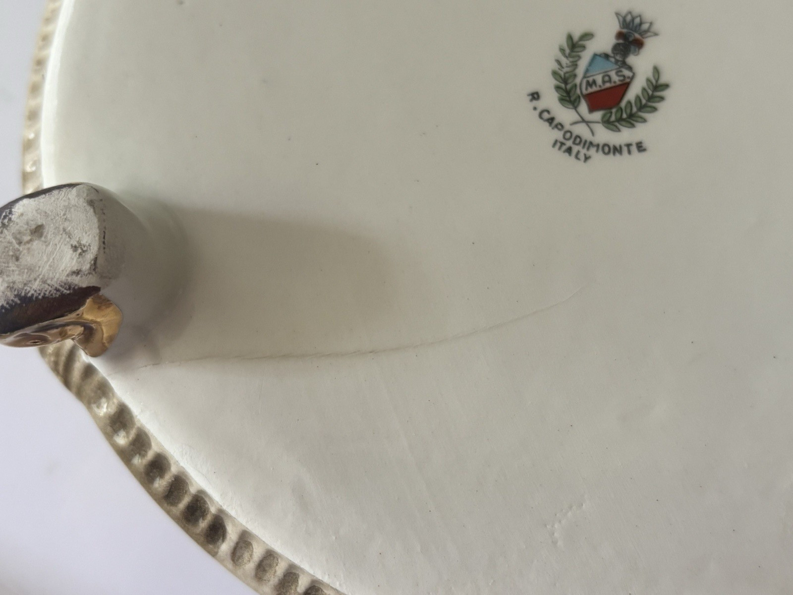Vintage R. Capodimonte M.A.S. Italy Porcelain Footed Trinket /Candy Lidded Dish