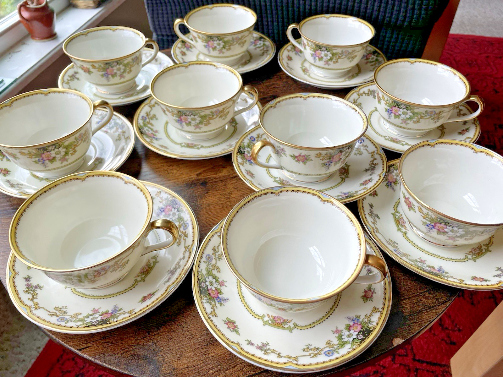 Noritake Tea Cup & Saucer Gold Floral China Vintage Set Cordova 1930’s Japan