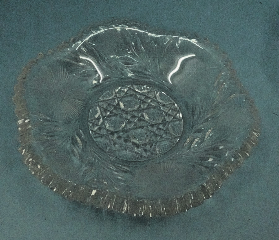 Antique American brilliant Period Cut Glass Mayonnaise Bowl w/ Under Plate