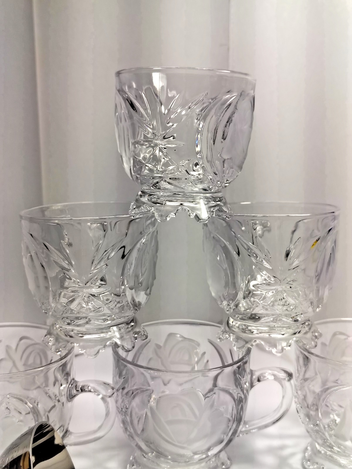 Vintage Mikasa Crystal mugs-cups with dipper and cup hanger