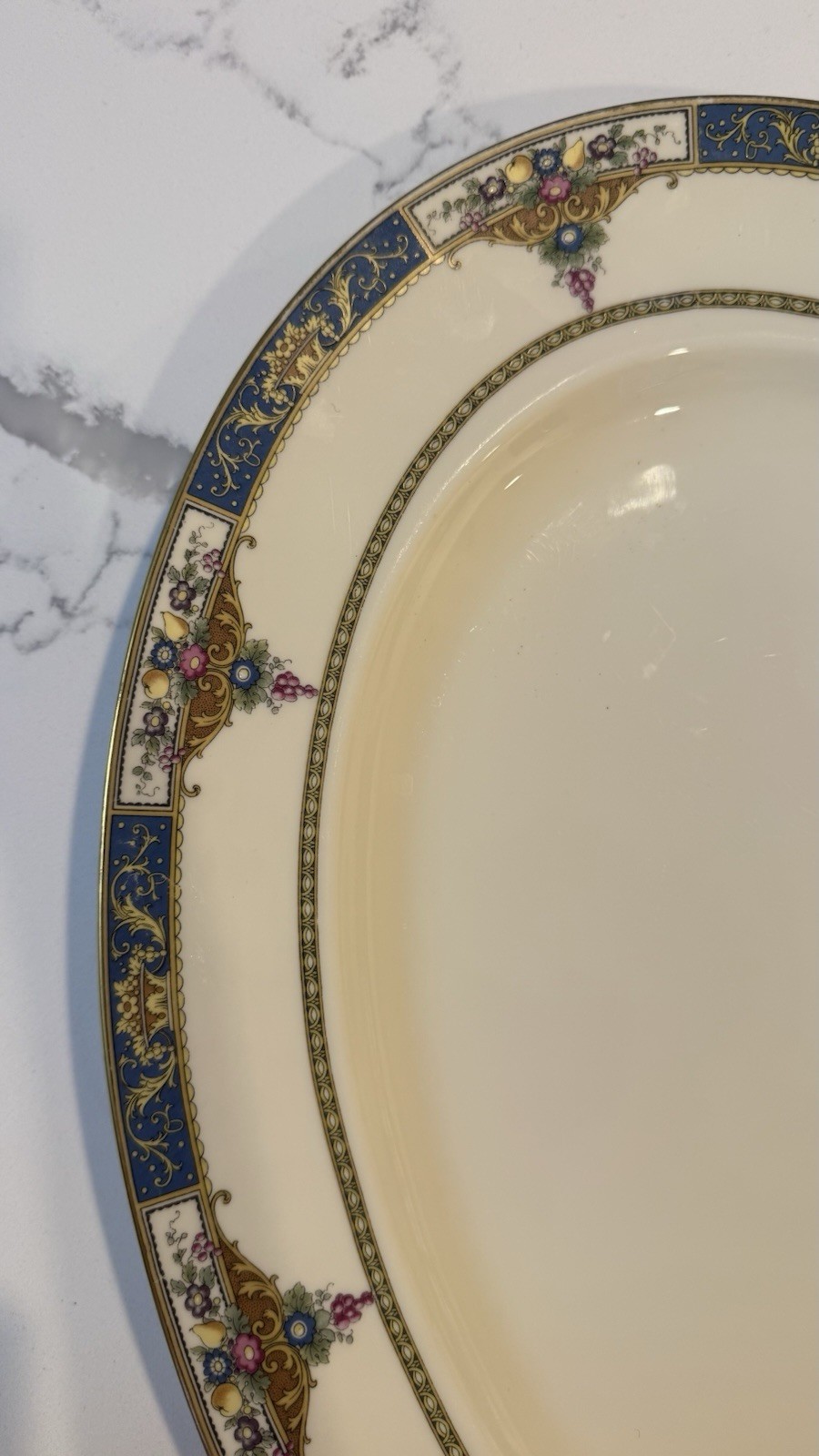Rosenthal Parzival Oval Porcelain Platter Ivory Blue Gold Floral Bavaria