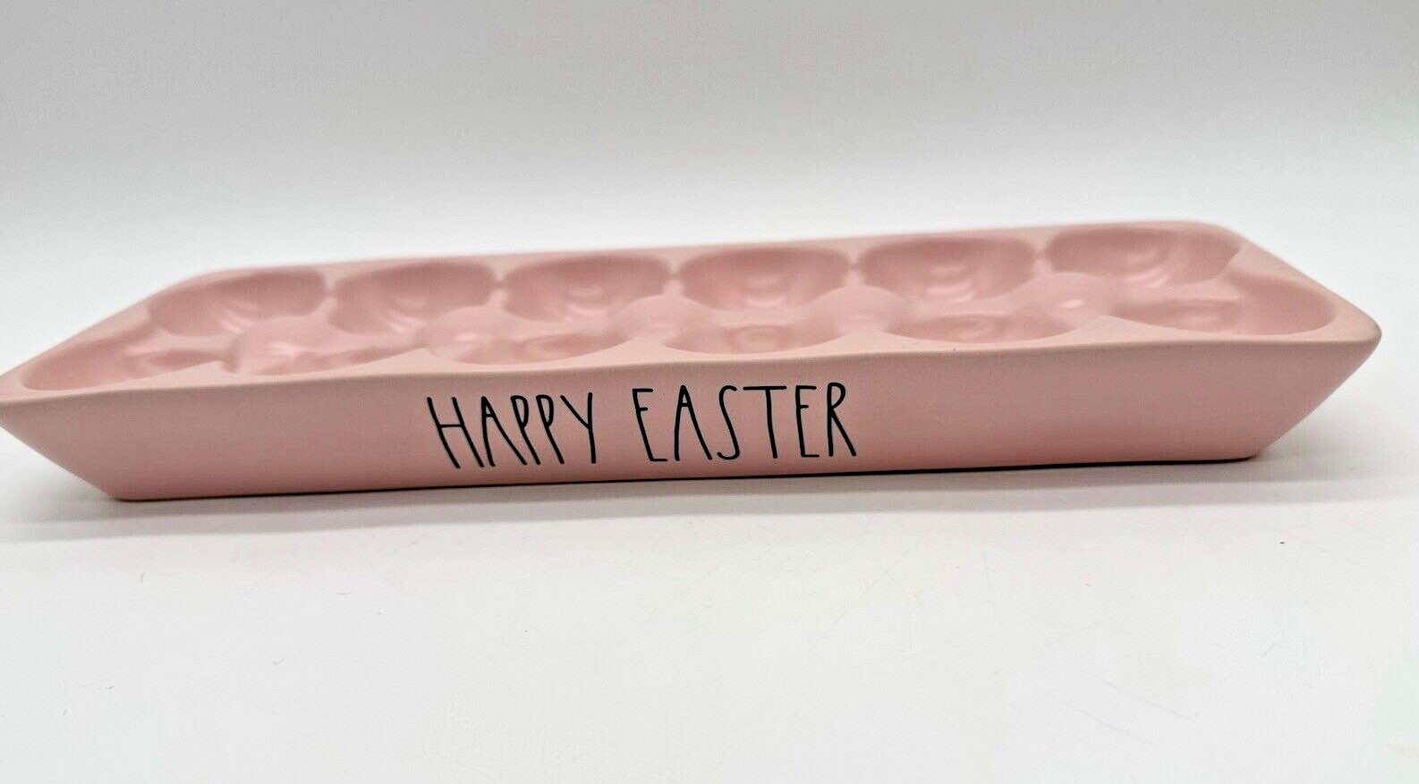 NEW RAE DUNN Artisan Collection LL “HAPPY EASTER” Pink 12 Egg Holder By Magenta