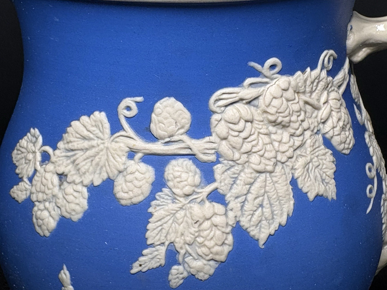 Antique Copeland Spode Pitcher-Parian Style Relief-Vines-Branch Handle-Tavern-EC