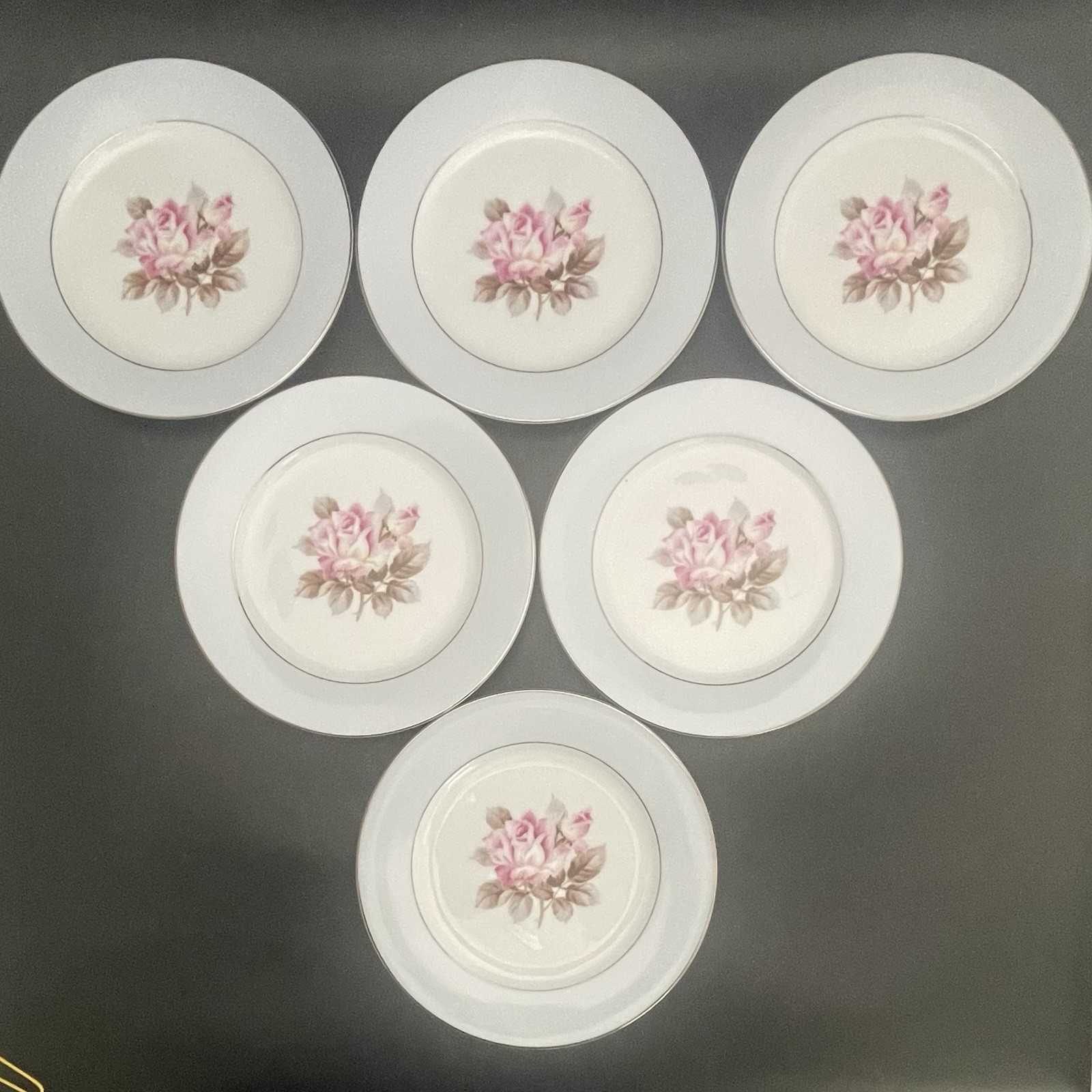 Noritake Nippon Toki Kaisha 1584 Rose Blue Platinum 46pc Dinnerware for 6 c1947