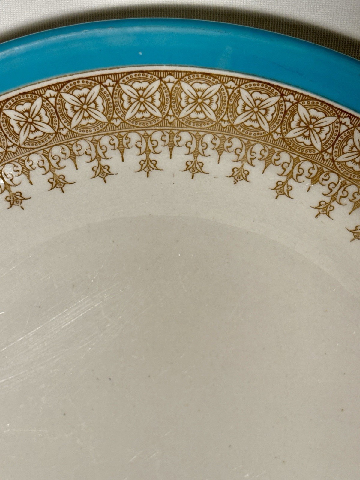4 Antique Turquoise Gold & Cream Royal Worcester 9” Plates Circa 1888 Pat #2313
