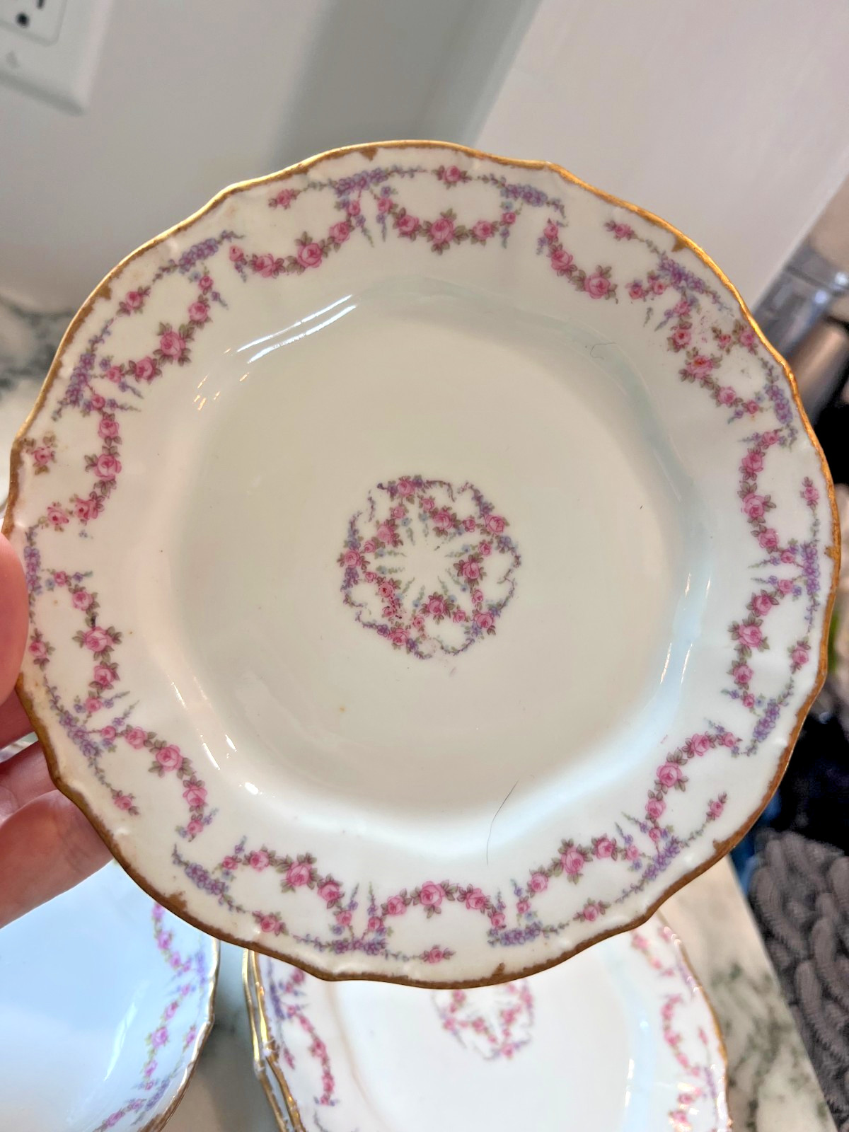 Limoges France Elite Bawo Dotter Rose Garland porcelain set.’