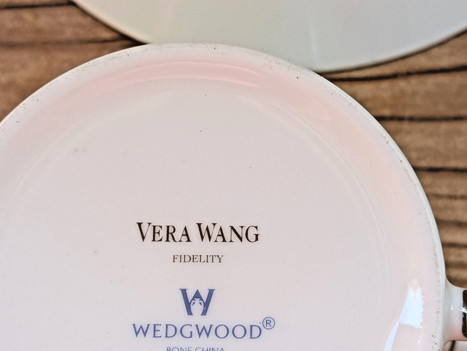 Vera Wang Fidelity Wedgwood Cup and Saucer Fine Bone China Platinum Trim VTG