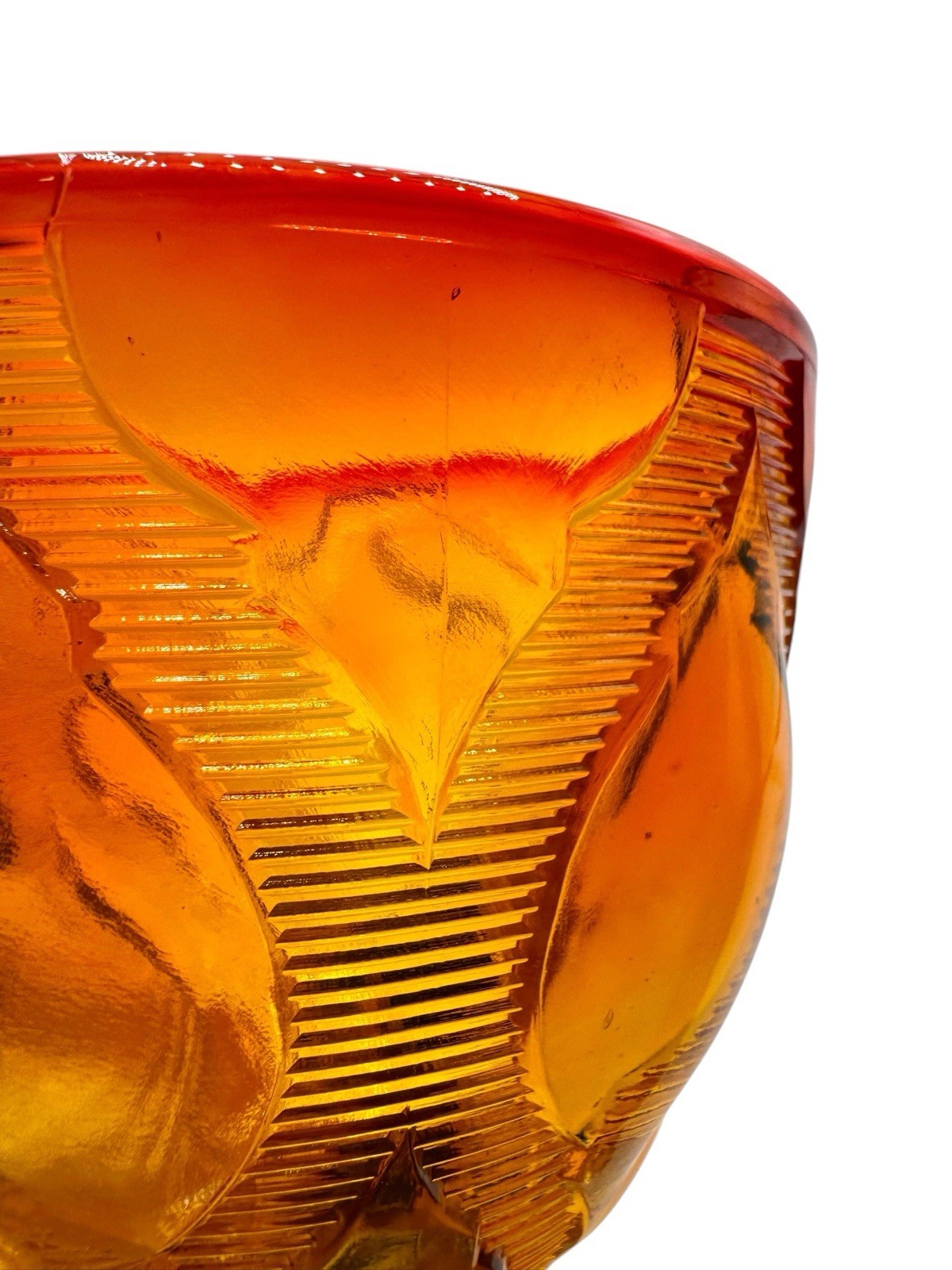Vintage Mid Century Art Glass Amberina Pedestal Compote Candy Dish Orange 6.25”
