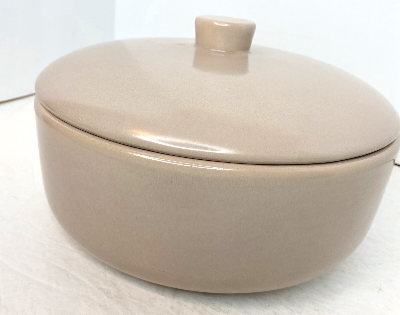 Vintage La Solana California Pottery Individual Covered Casserole Handle Pink